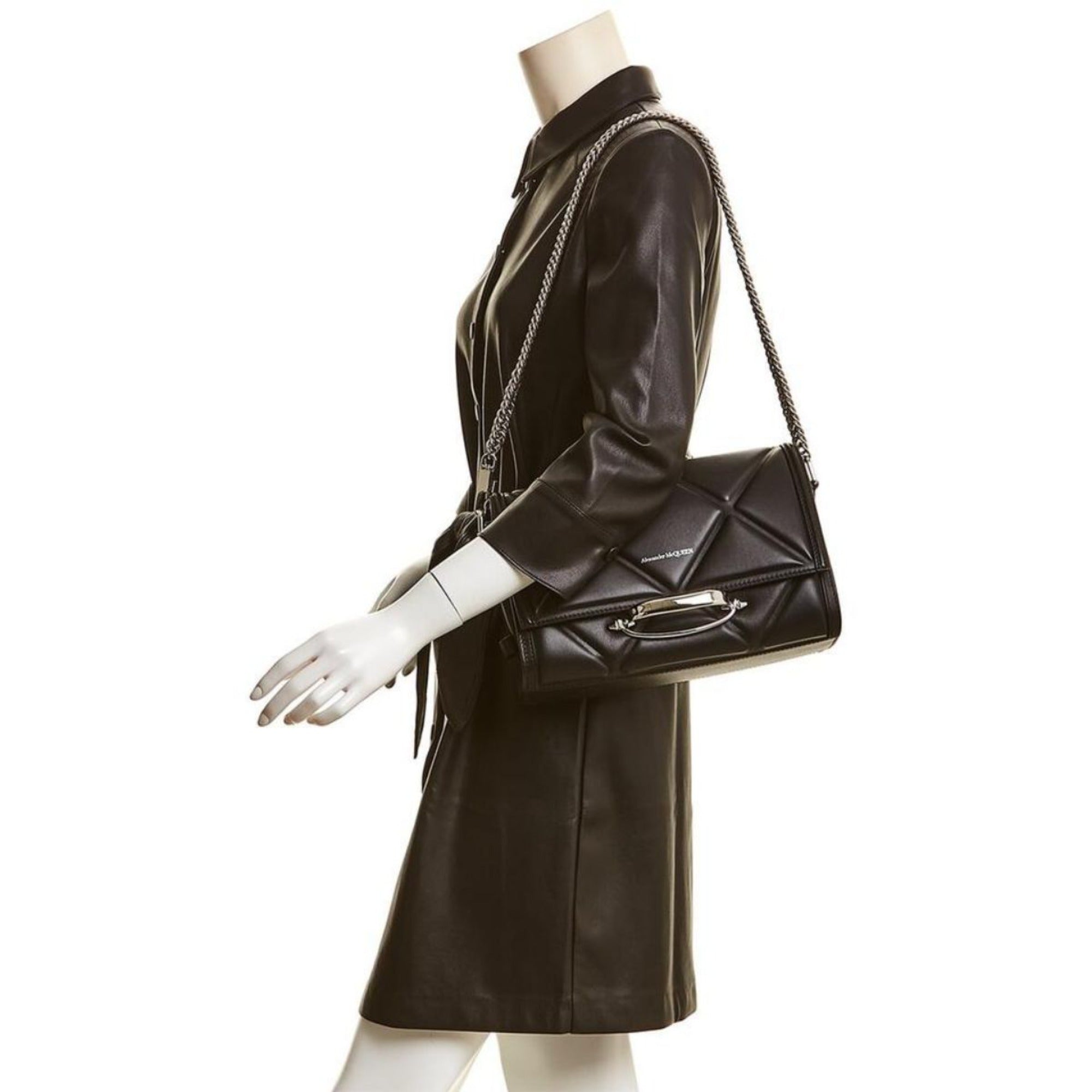 Alexander McQueen The Story Black Leather Quilted Shoulder Bag 631473 at_Queen_Bee_of_Beverly_Hills
