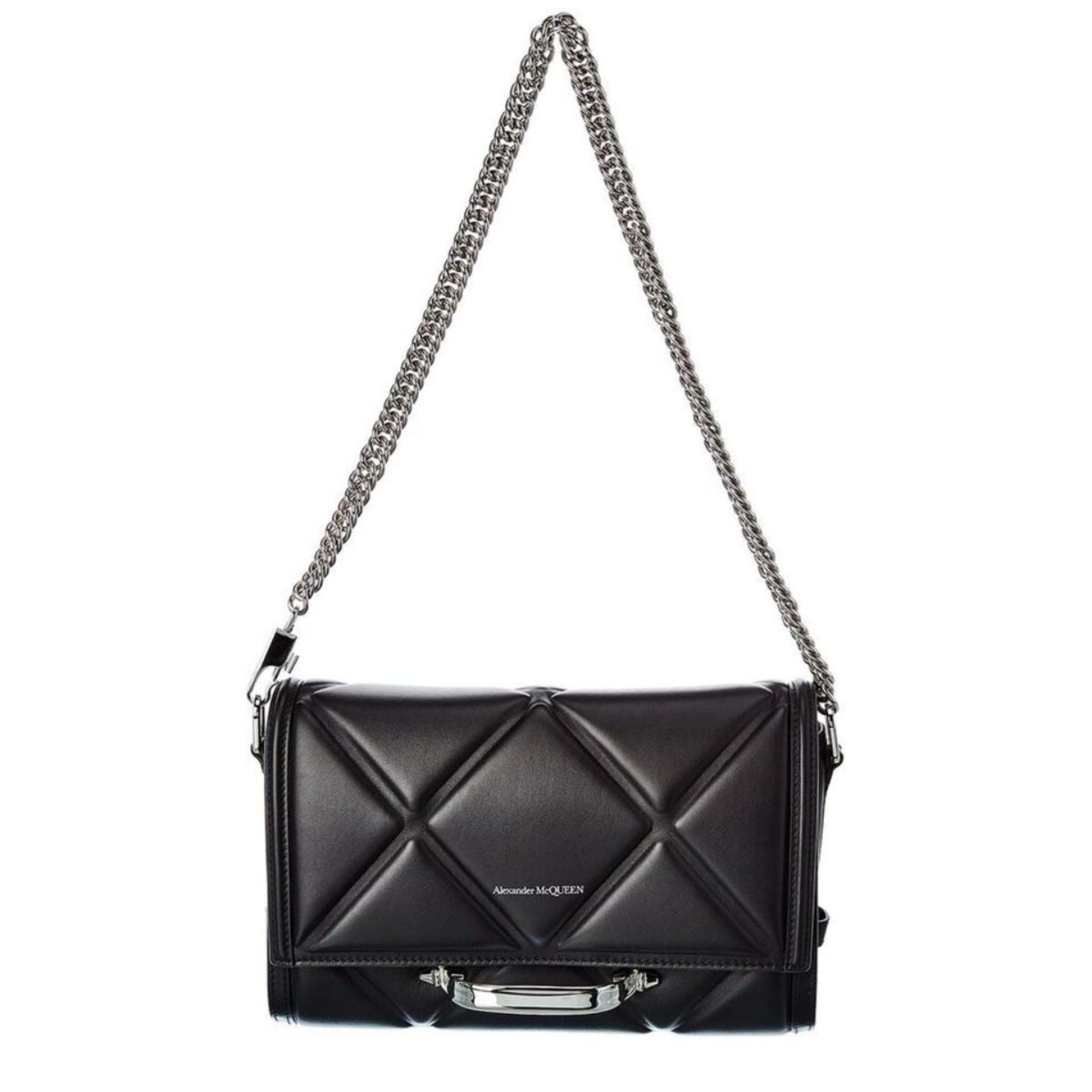 Alexander McQueen The Story Black Leather Quilted Shoulder Bag 631473 at_Queen_Bee_of_Beverly_Hills