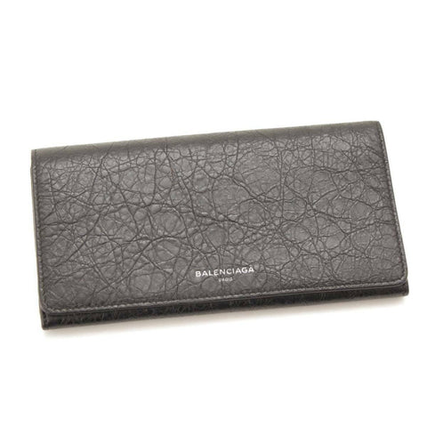 Balenciaga Antracite Grey Arena Leather Long Wallet 542008 at_Queen_Bee_of_Beverly_Hills