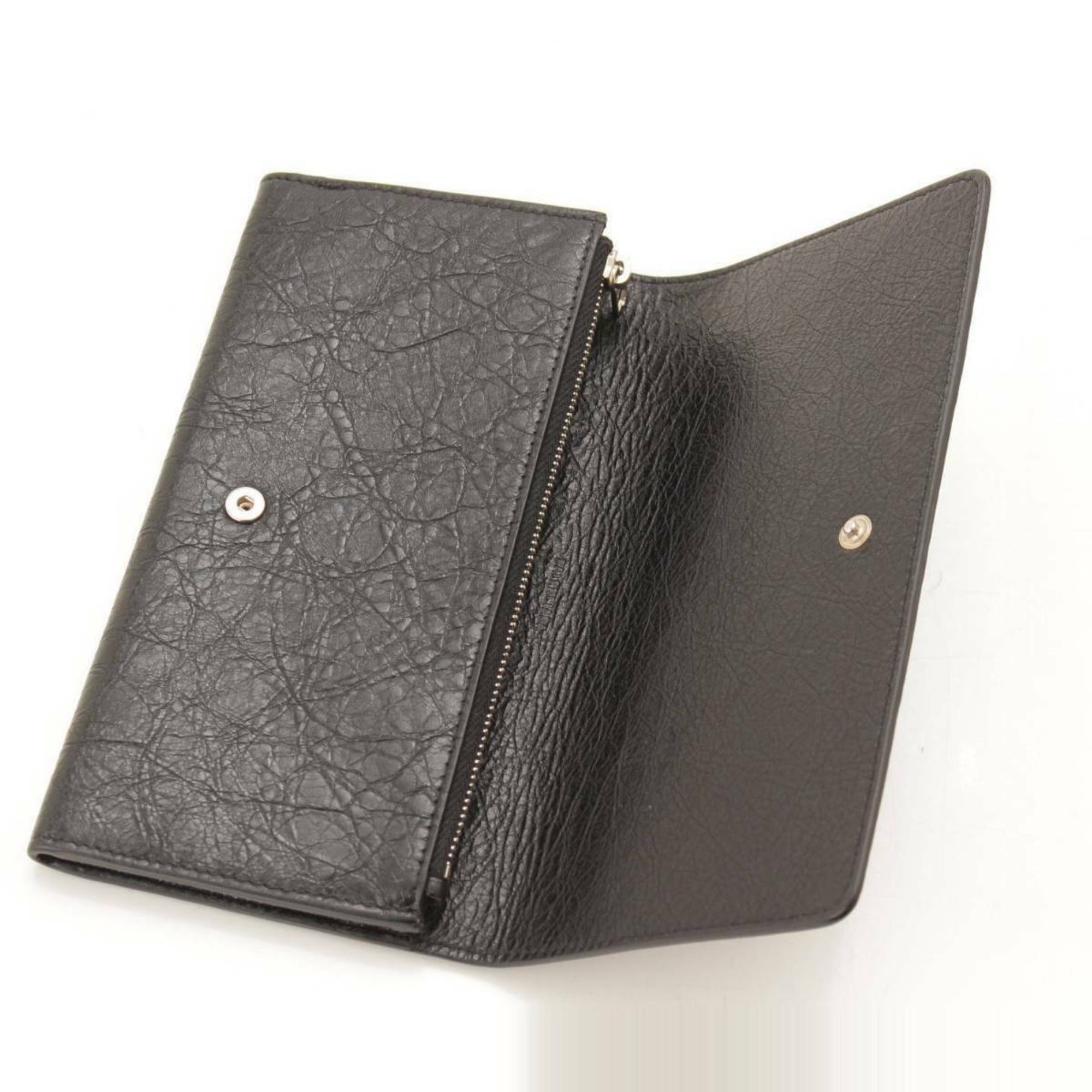 Balenciaga Antracite Grey Arena Leather Long Wallet 542008 at_Queen_Bee_of_Beverly_Hills