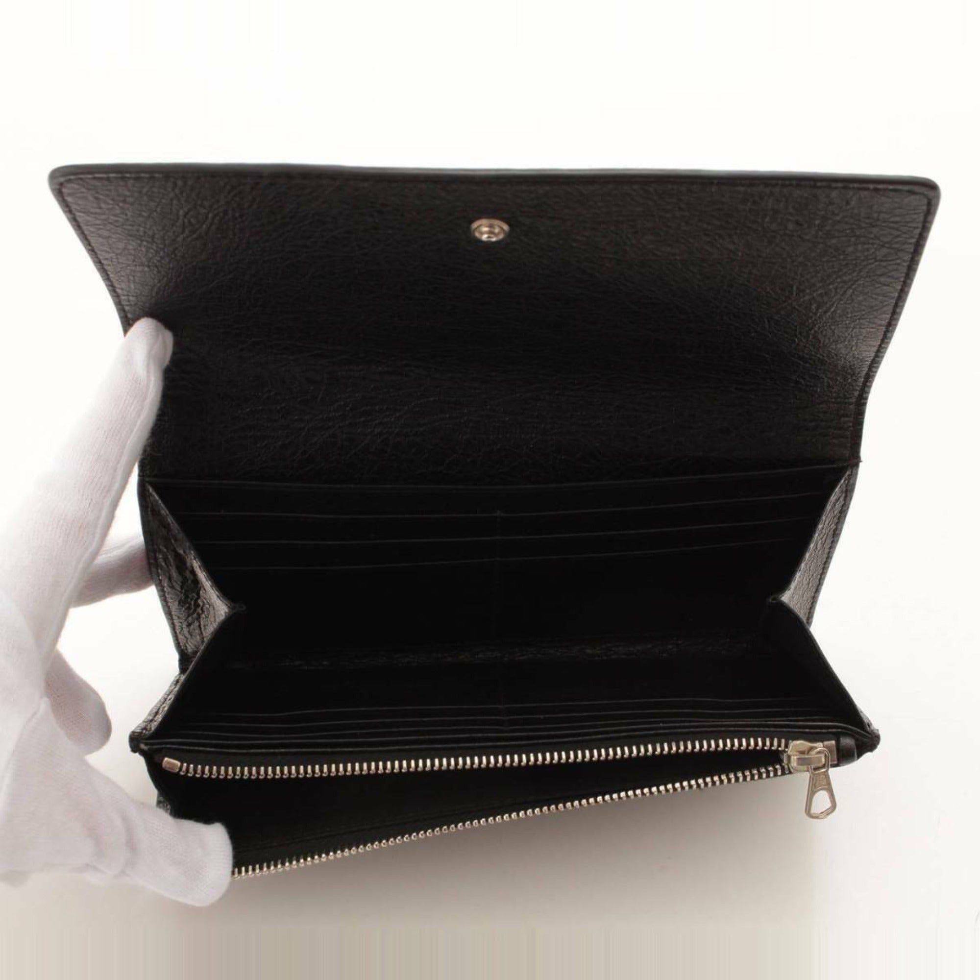 Balenciaga Antracite Grey Arena Leather Long Wallet 542008 at_Queen_Bee_of_Beverly_Hills