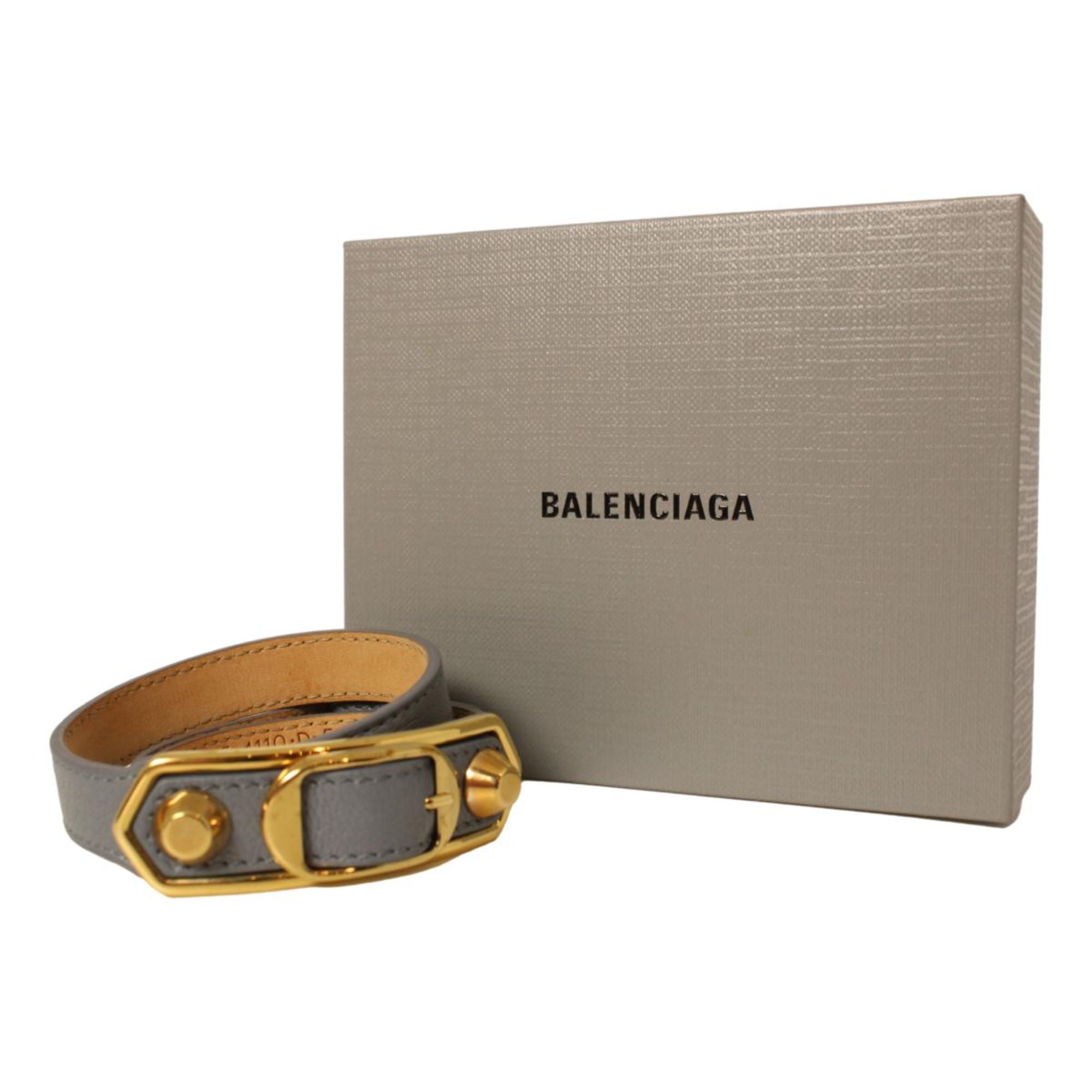 Balenciaga Arena Bleu Acier Shiny Goat Leather Wrap Bracelet 390643 Medium at_Queen_Bee_of_Beverly_Hills