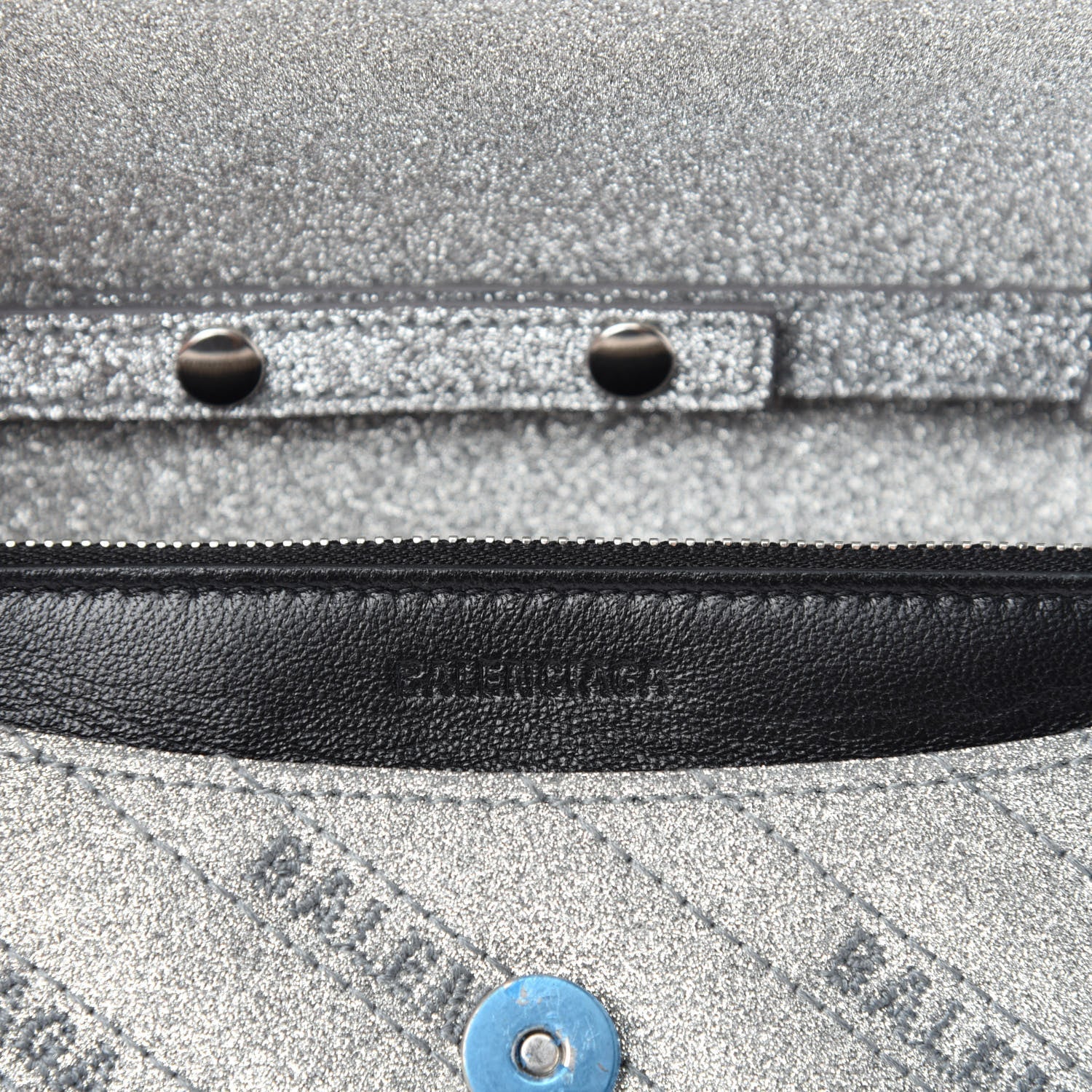 Balenciaga BB Silver Glittered Fabric Leather Wallet on Chain Bag at_Queen_Bee_of_Beverly_Hills