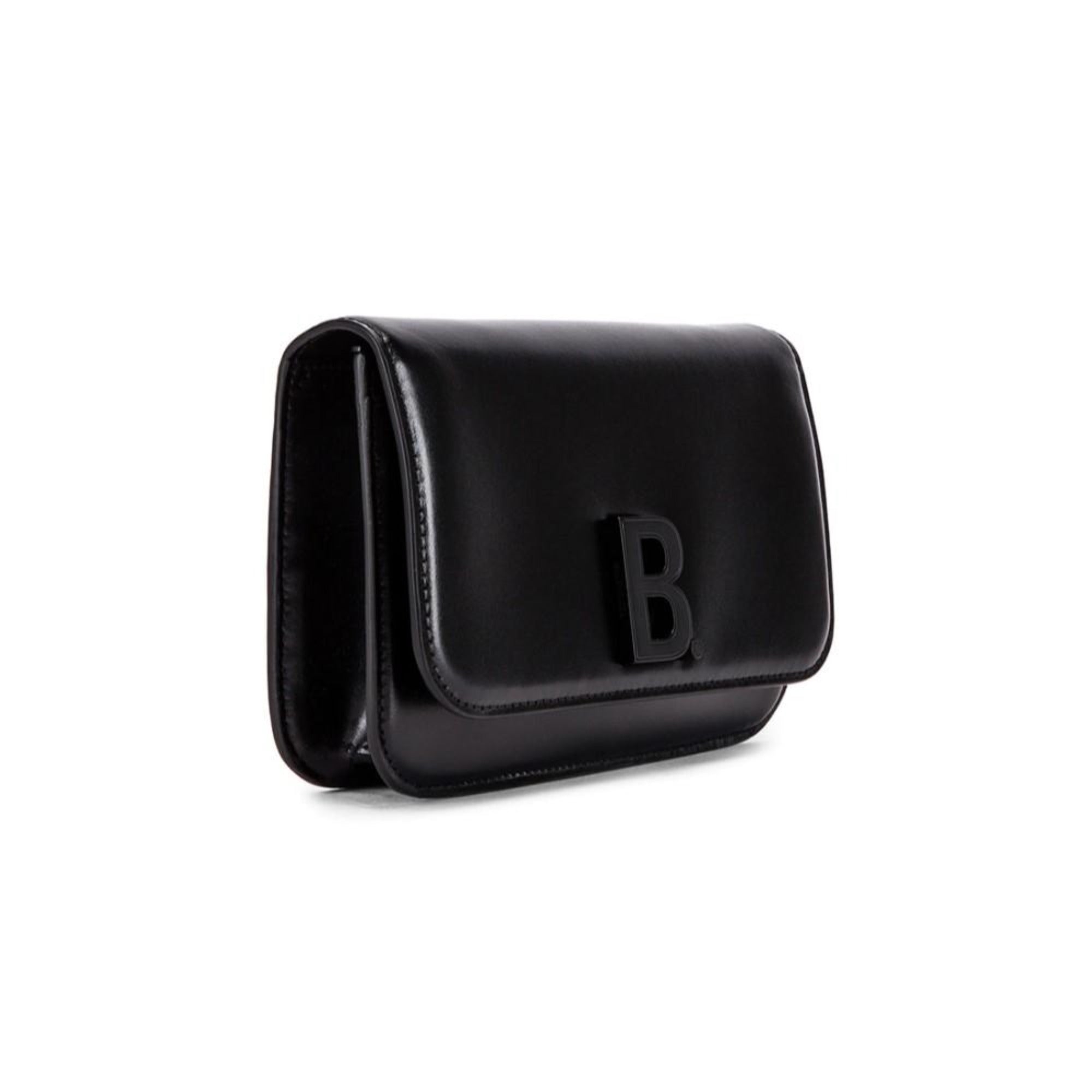 Balenciaga Black Shiny Calfskin Leather Chain Wallet Shoulder Bag 593615 at_Queen_Bee_of_Beverly_Hills