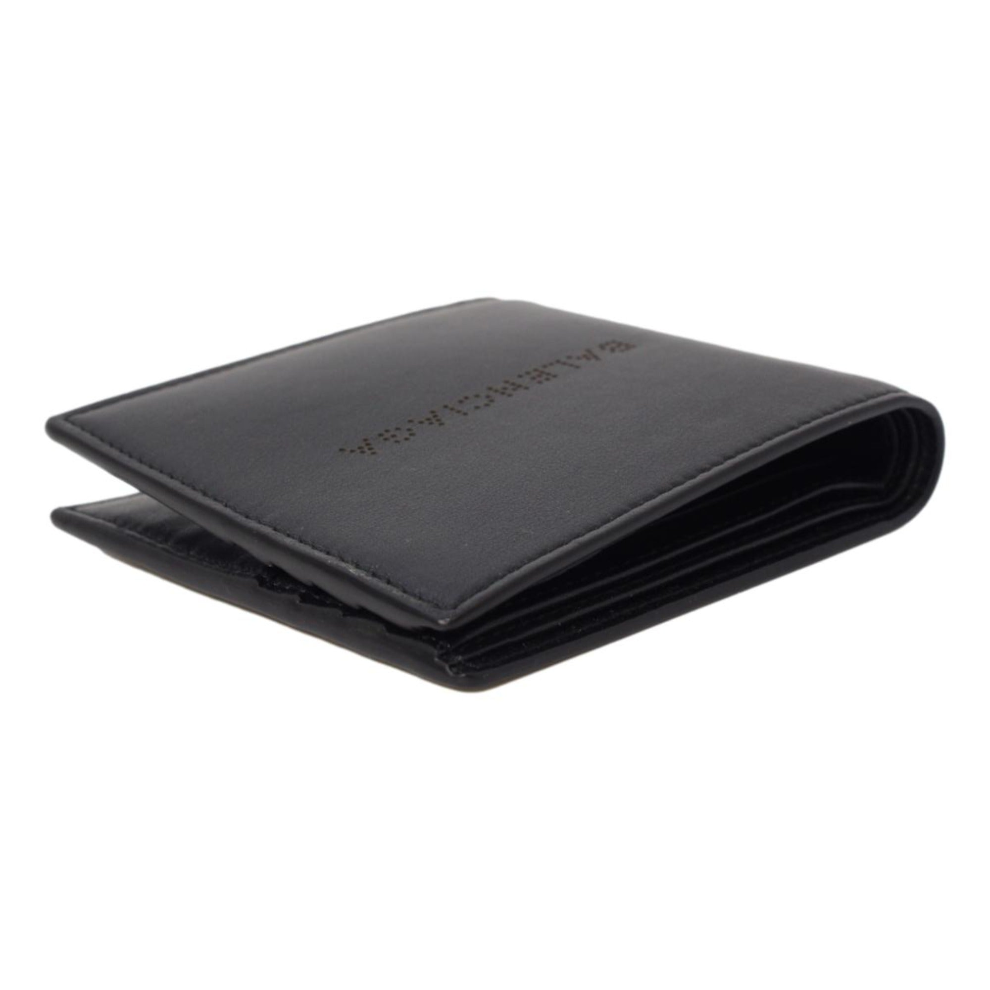 Balenciaga Cash Black Calfskin Leather Perforated Bifold Wallet 436118 at_Queen_Bee_of_Beverly_Hills