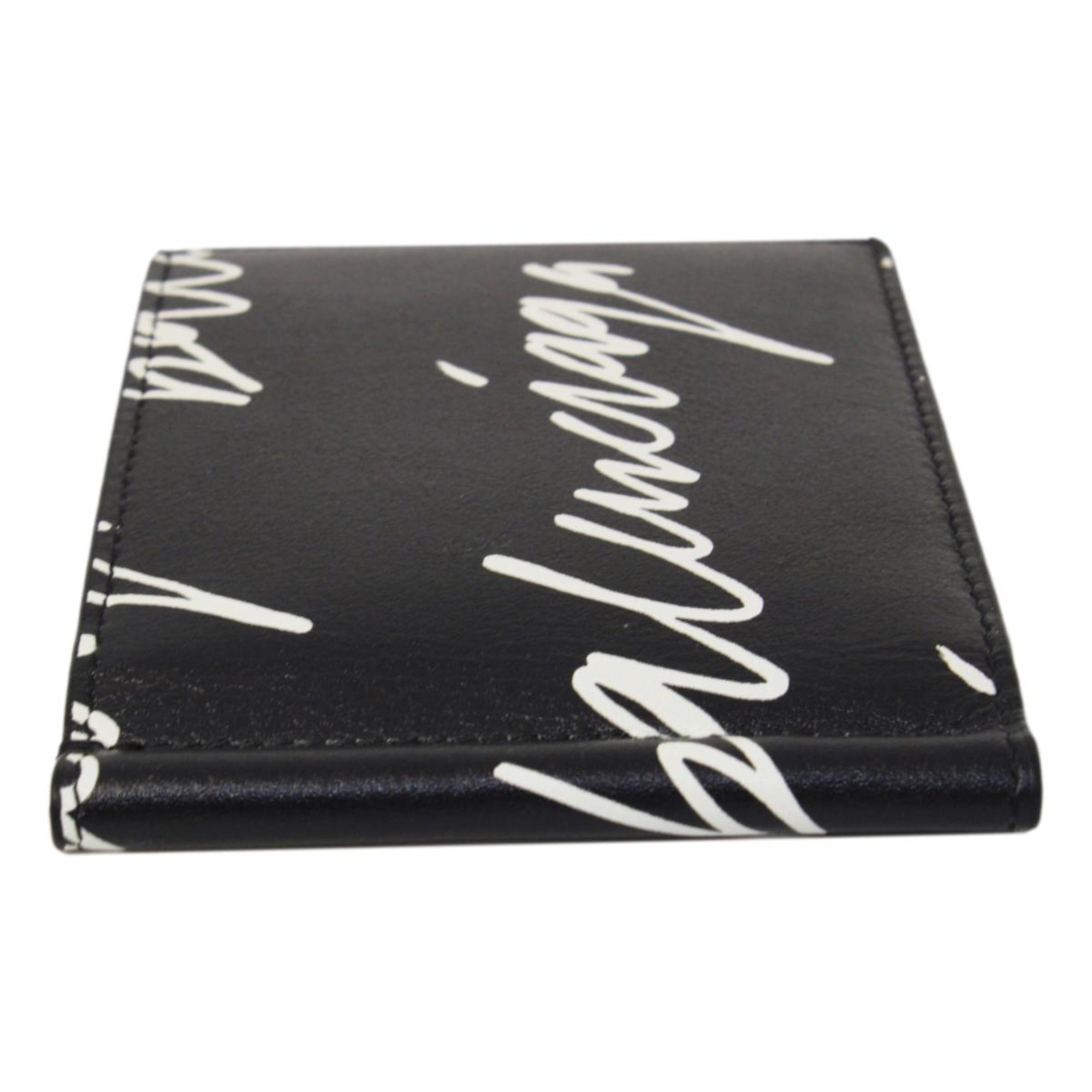 Balenciaga Cash Black Leather Scribble Logo Money Clip Wallet 625819 at_Queen_Bee_of_Beverly_Hills