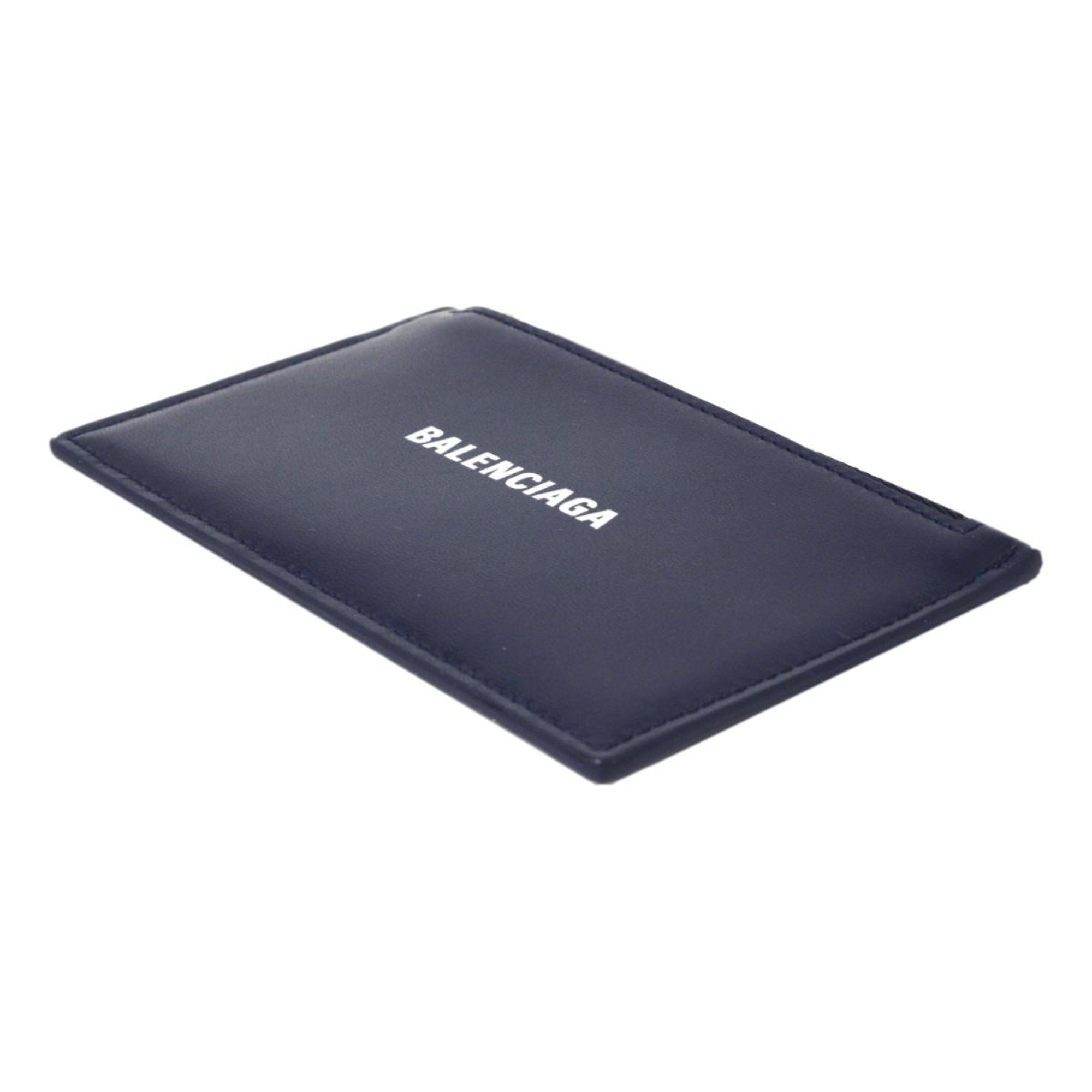 Balenciaga Cash Navy Leather Large Coin Card Holder Wallet 594311 at_Queen_Bee_of_Beverly_Hills
