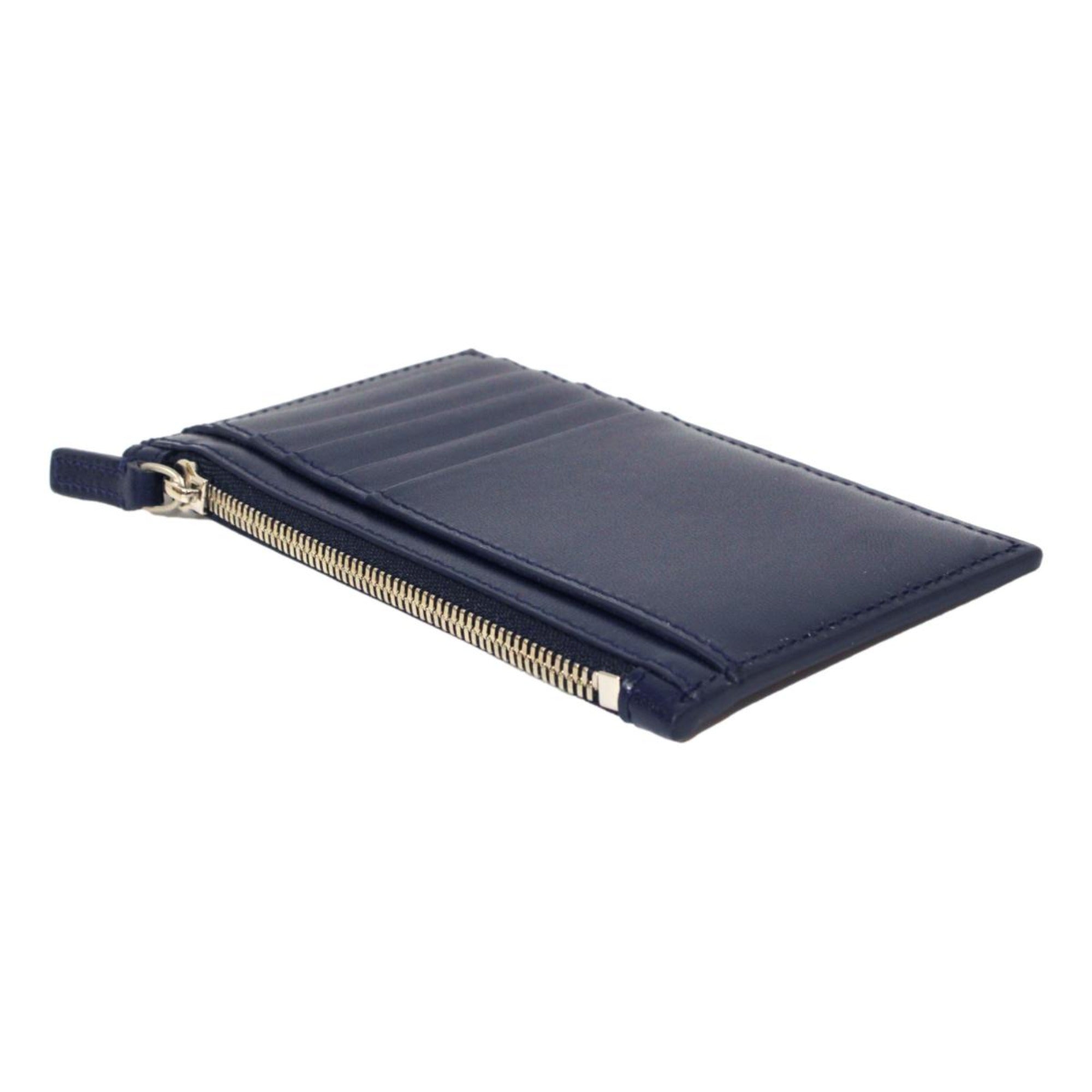 Balenciaga Cash Navy Leather Large Coin Card Holder Wallet 594311 at_Queen_Bee_of_Beverly_Hills