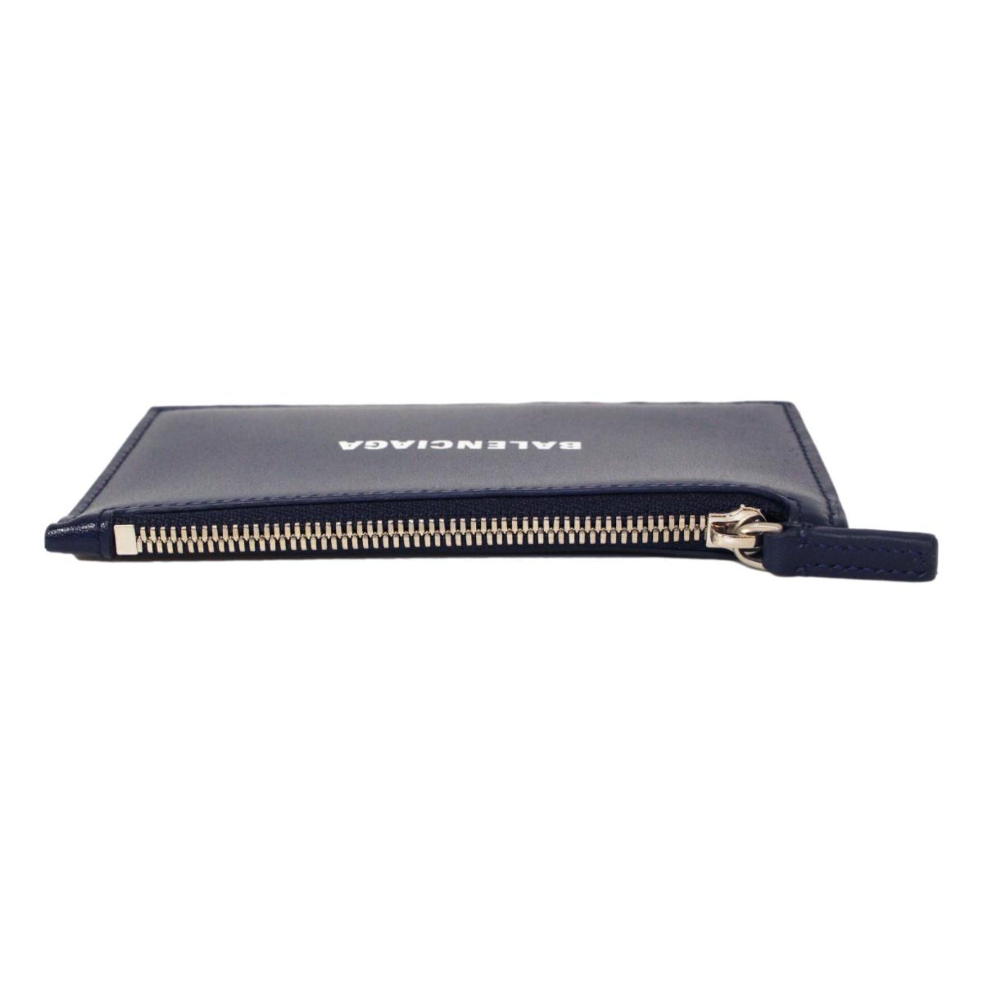 Balenciaga Cash Navy Leather Large Coin Card Holder Wallet 594311 at_Queen_Bee_of_Beverly_Hills