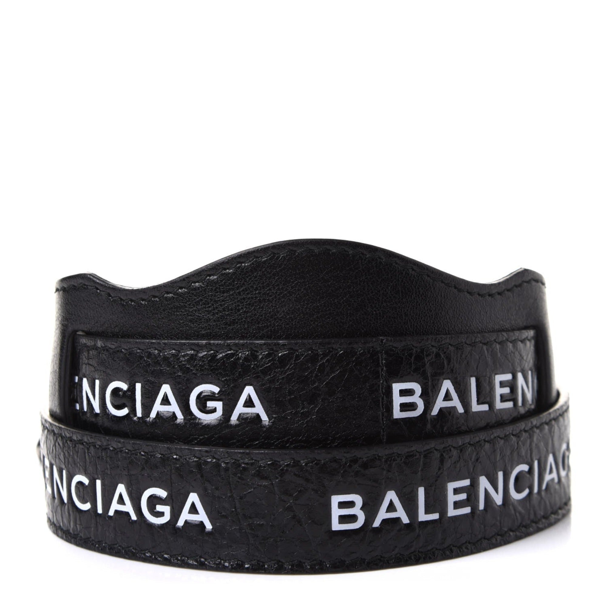 Balenciaga Classic City Black Arena Leather Logo Strap Satchel 505550 at_Queen_Bee_of_Beverly_Hills