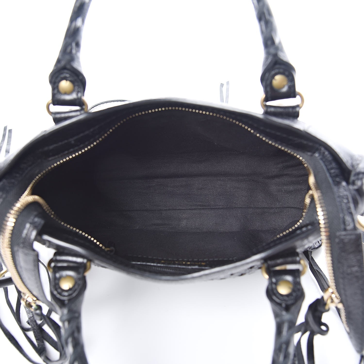 Balenciaga Classic City Black Leather Perforated Mini Satchel Bag 501065 at_Queen_Bee_of_Beverly_Hills