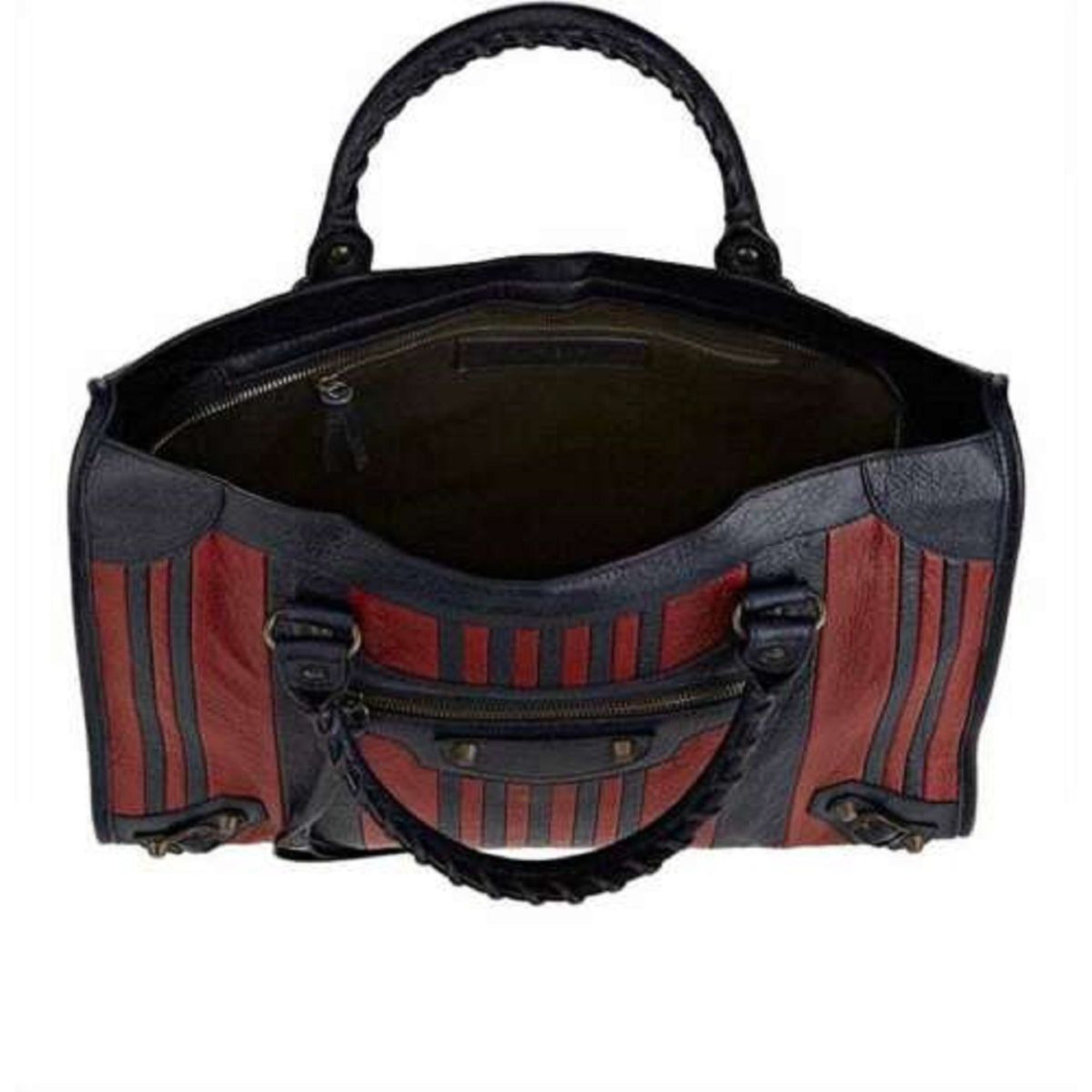 Balenciaga Classic City Marine Bordeaux Stripe Small Satchel 431621 at_Queen_Bee_of_Beverly_Hills