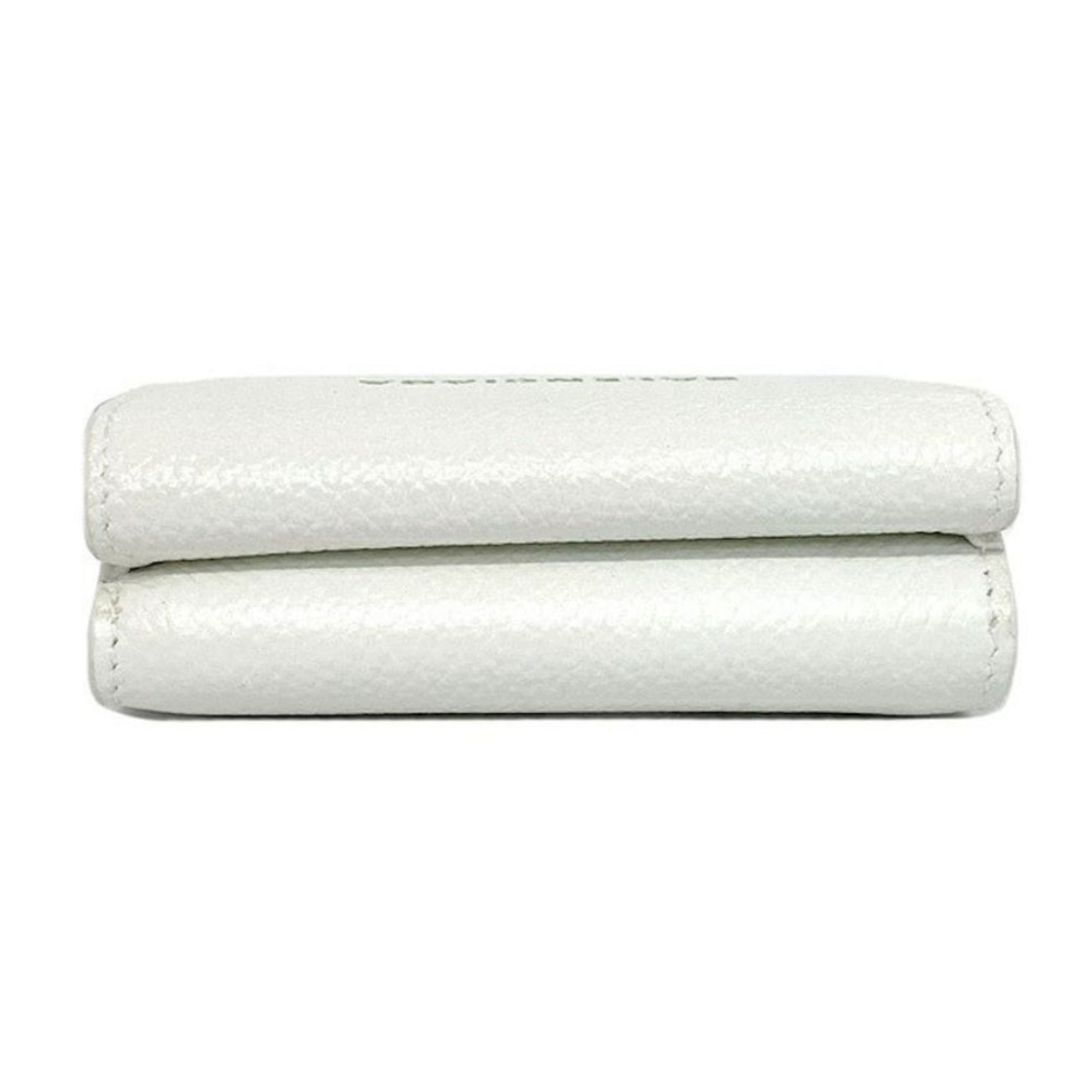 Balenciaga Everyday White Leather Logo Mini Trifold Wallet 593813 at_Queen_Bee_of_Beverly_Hills