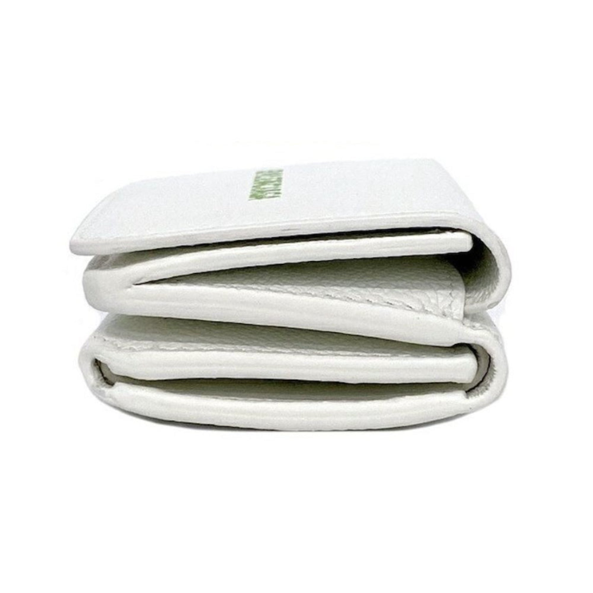 Balenciaga Everyday White Leather Logo Mini Trifold Wallet 593813 at_Queen_Bee_of_Beverly_Hills