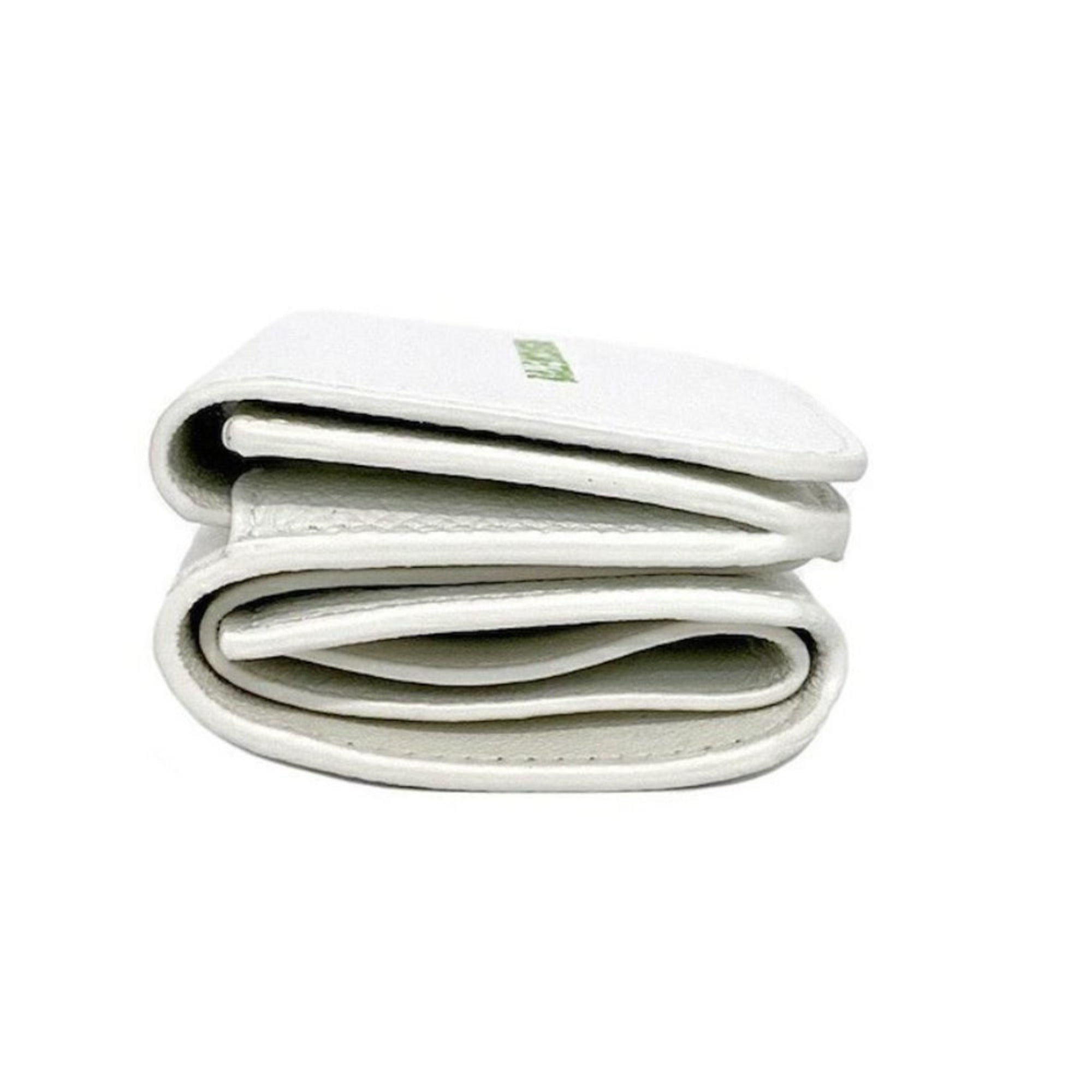 Balenciaga Everyday White Leather Logo Mini Trifold Wallet 593813 at_Queen_Bee_of_Beverly_Hills