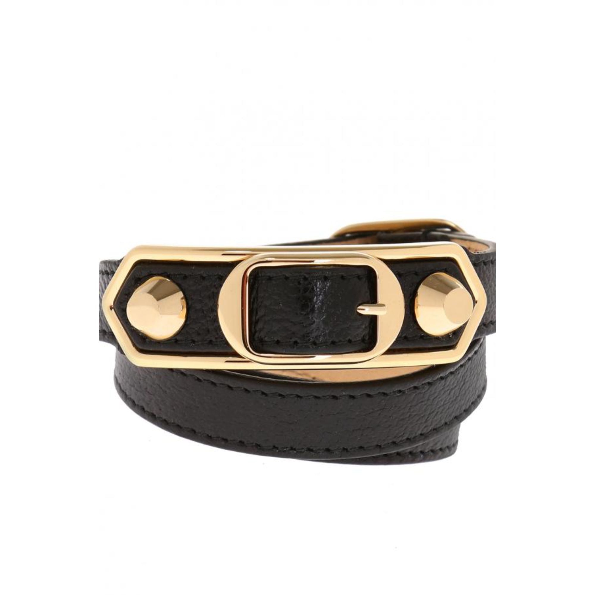 Balenciaga Navy Blue Shiny Leather Wrap Bracelet Medium at_Queen_Bee_of_Beverly_Hills