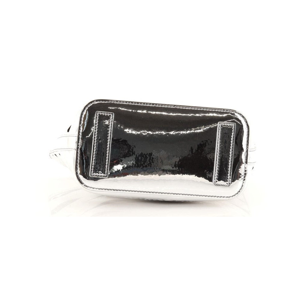Balenciaga Neo Backet Metallic Silver Leather Small Satchel Bag 630708 at_Queen_Bee_of_Beverly_Hills