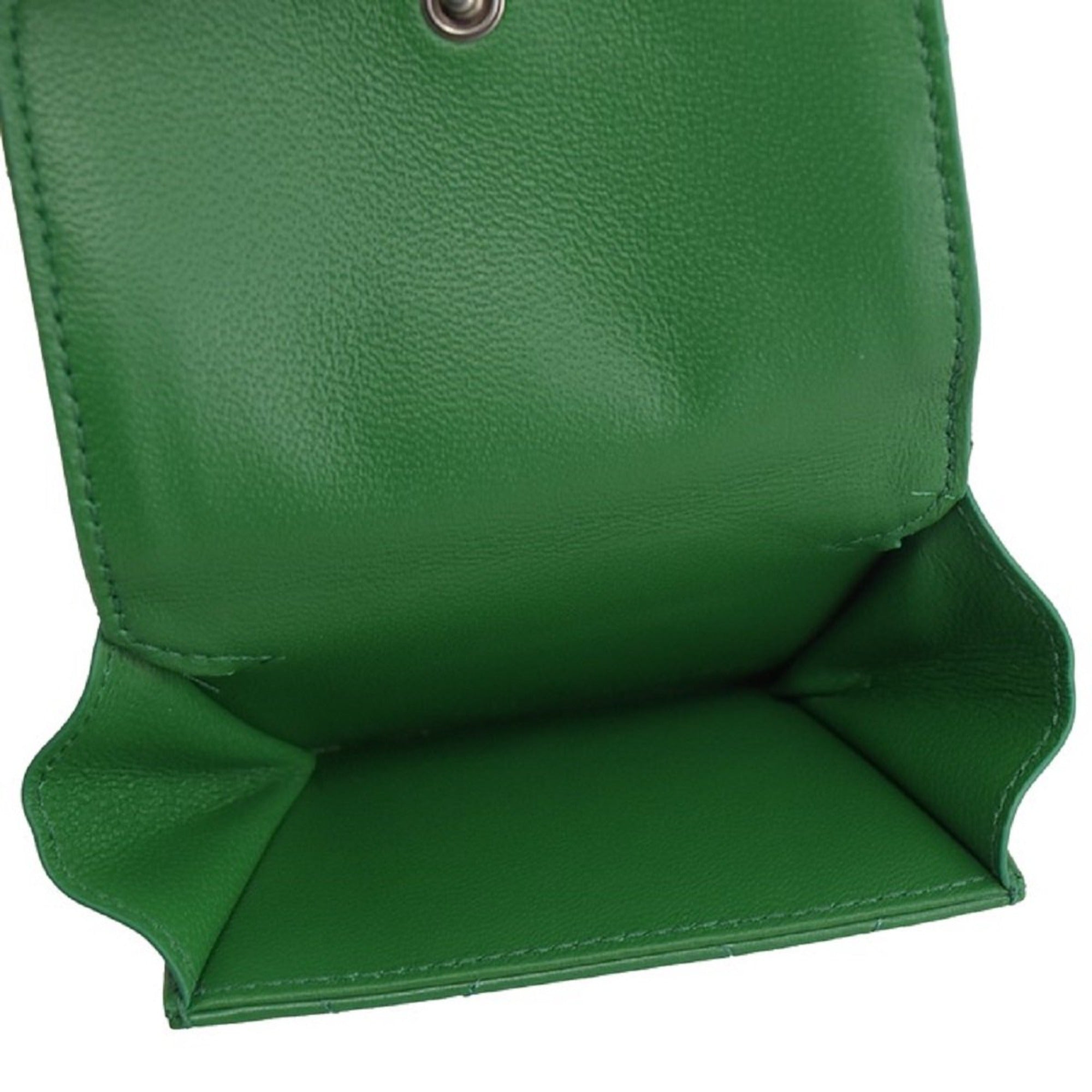 Balenciaga Touch Leaf Green Nappa Leather Quilted Mini Trifold Wallet 617781 at_Queen_Bee_of_Beverly_Hills