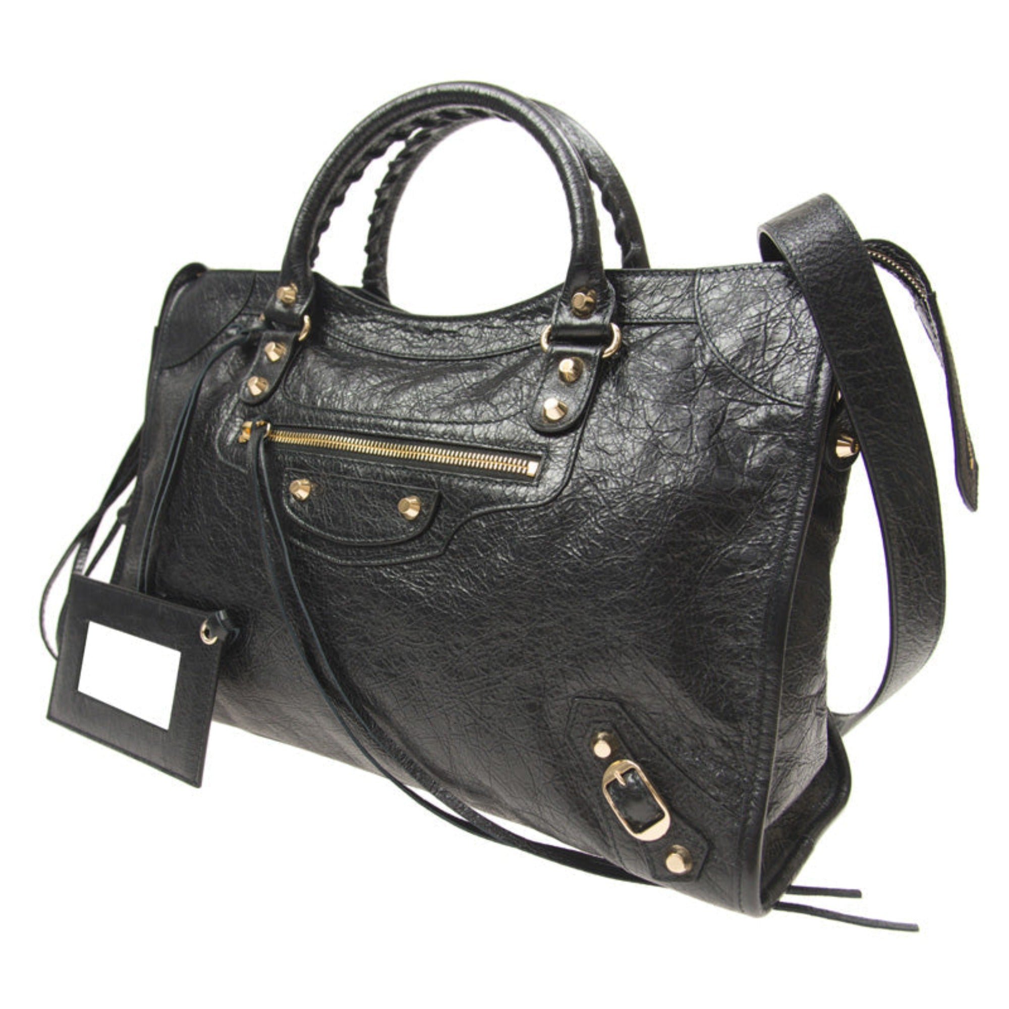 Balenicaga Classic City Grey Shiny Arena Leather Shoulder Bag 505550 at_Queen_Bee_of_Beverly_Hills