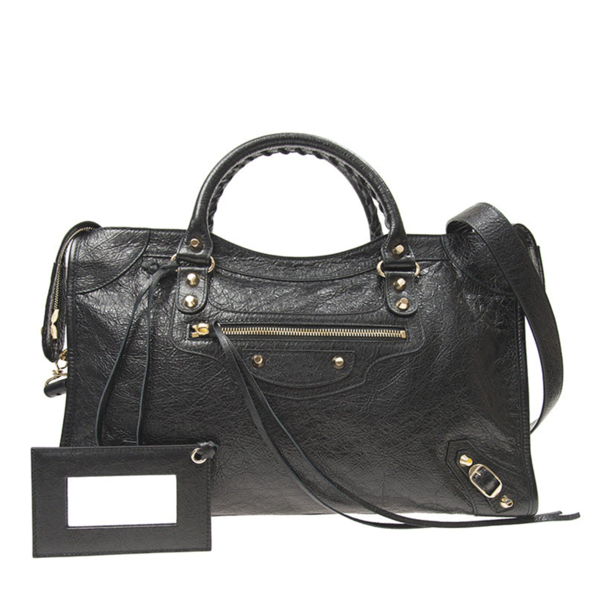 Balenicaga Classic City Grey Shiny Arena Leather Shoulder Bag 505550 at_Queen_Bee_of_Beverly_Hills