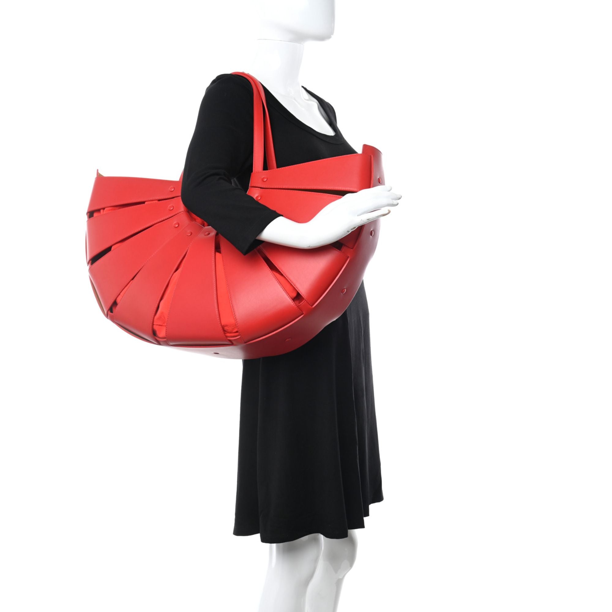 Bottega Veneta The Shell Bag 'Chili Tomato" French Calfskin at_Queen_Bee_of_Beverly_Hills