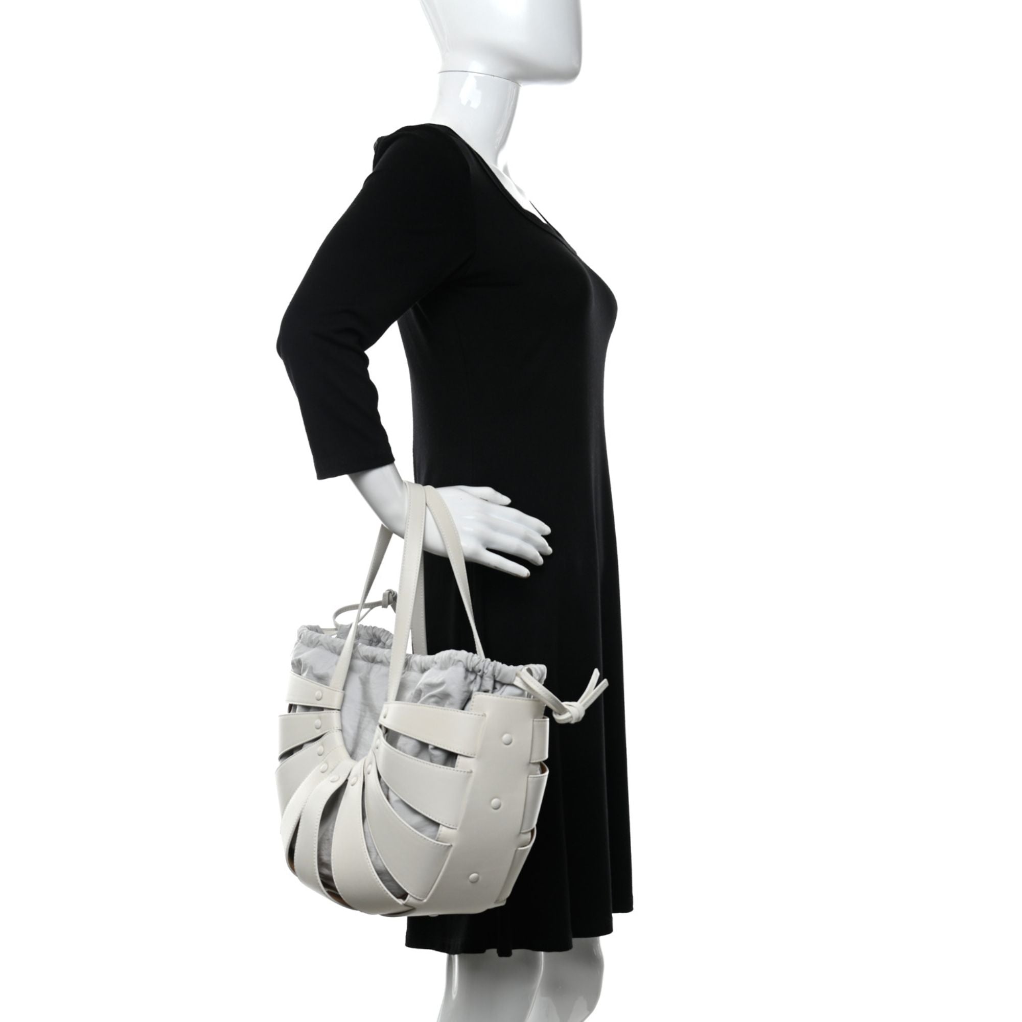 Bottega Veneta The Shell Bag 'Frost White" French Calfskin at_Queen_Bee_of_Beverly_Hills