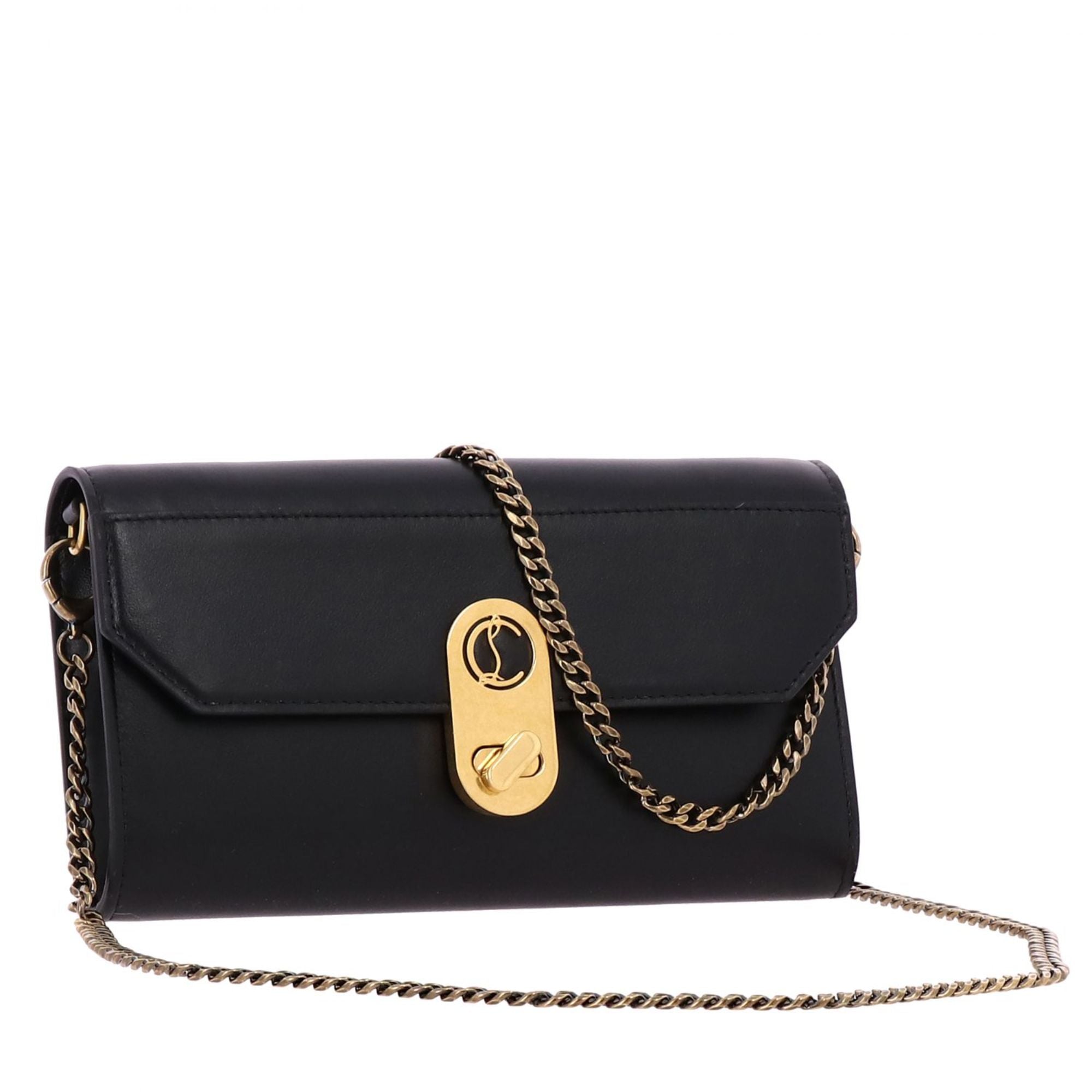 Christian Louboutin Elisa Black Calf Paris Convertible Shoulder Bag at_Queen_Bee_of_Beverly_Hills