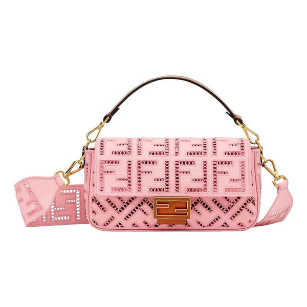 FENDI: Baguette bag in canvas with thread embroidered FF monogram -  Multicolor