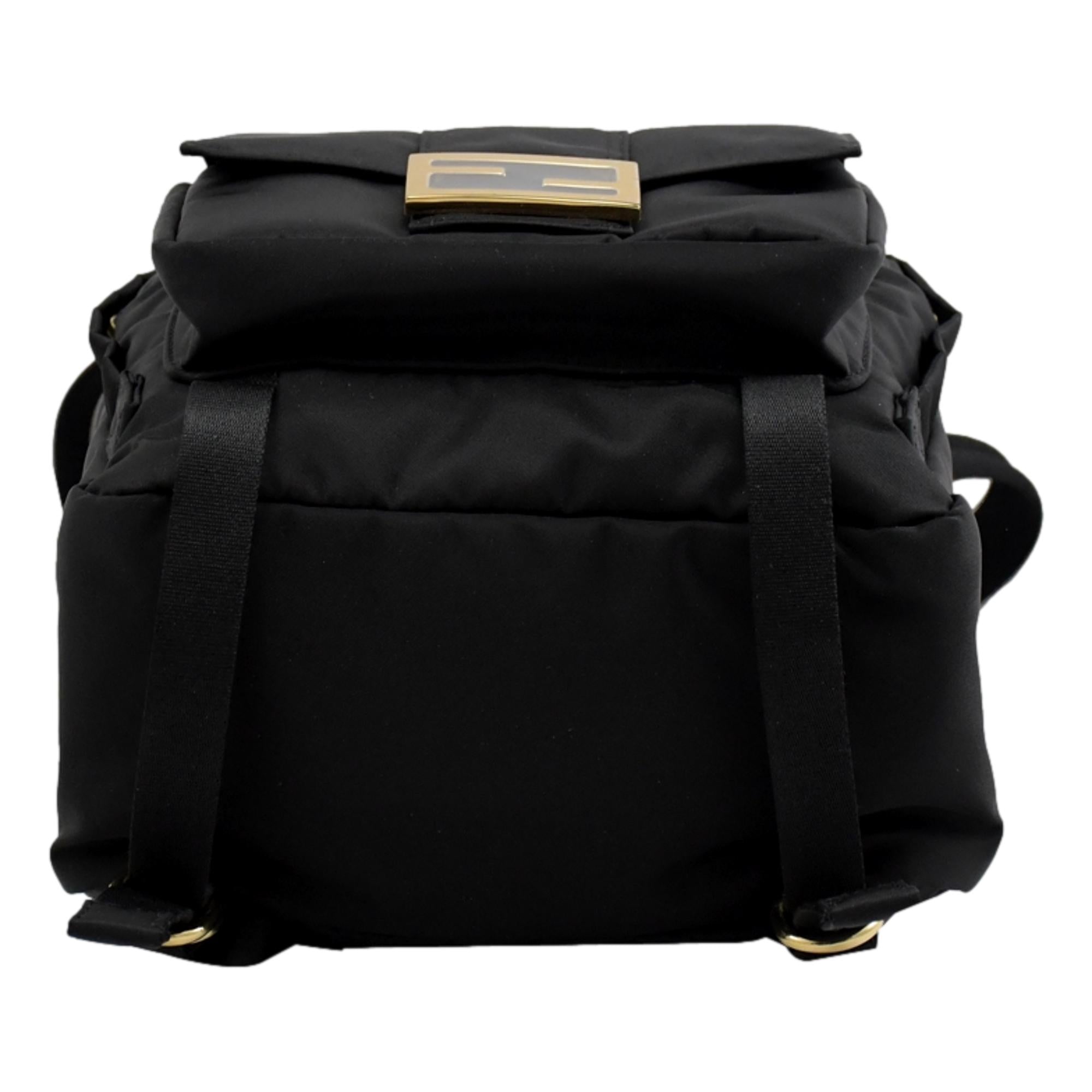 Fendi Baguette Logo Black Nylon Backpack 8BZ048 at_Queen_Bee_of_Beverly_Hills