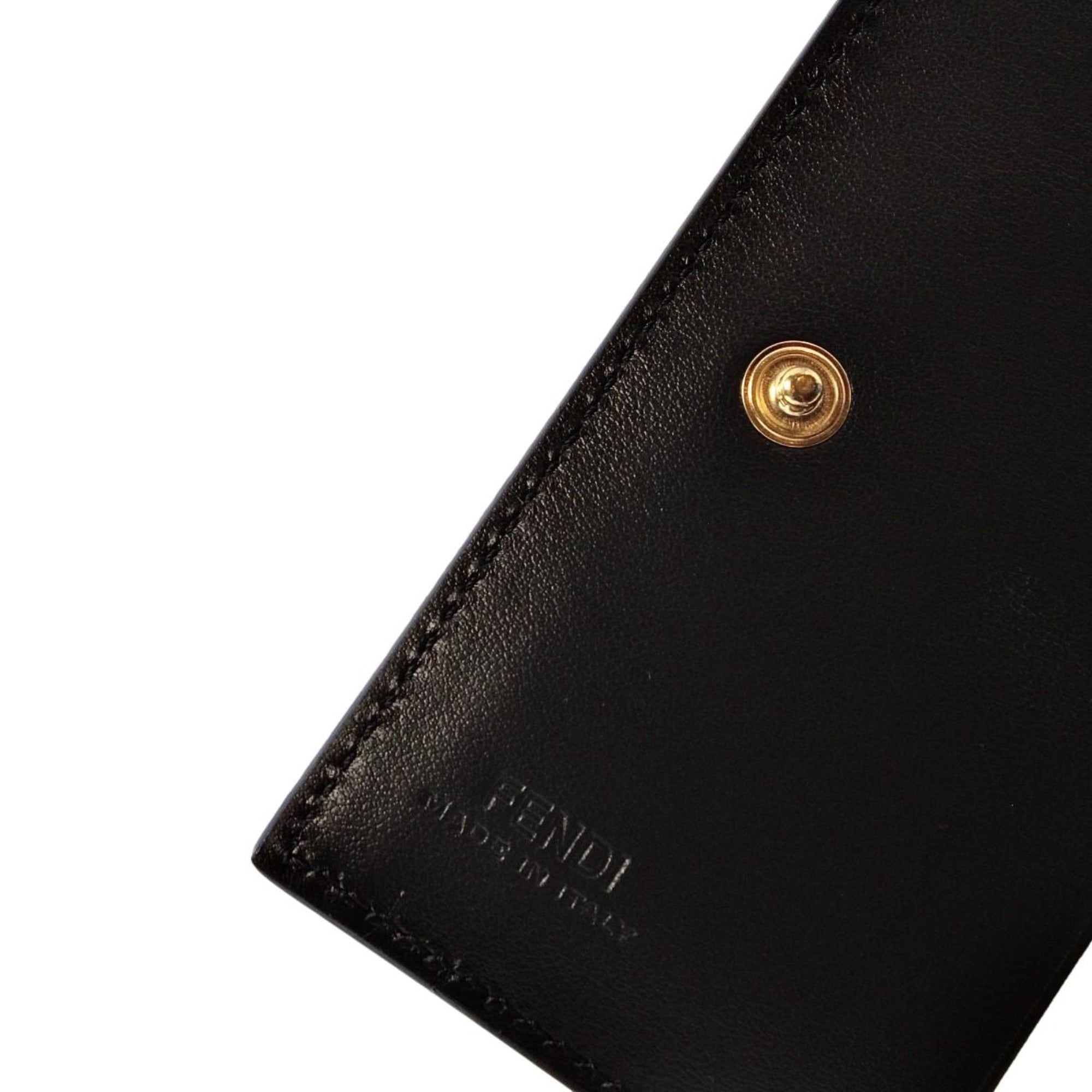 Fendi Calf Leather F Logo Blue Brown Small Bifold Wallet 8M0420 at_Queen_Bee_of_Beverly_Hills