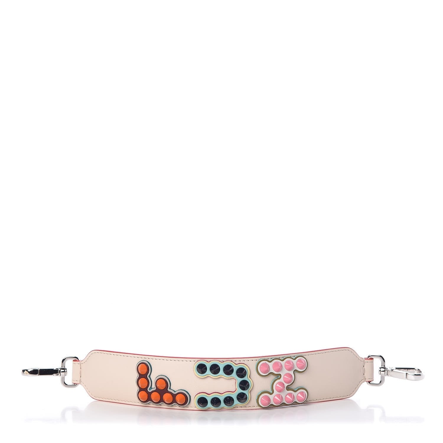 Fendi Camelia Beige Multicolor Studded "FUN" Mini Leather Shoulder Strap 8AV105 at_Queen_Bee_of_Beverly_Hills