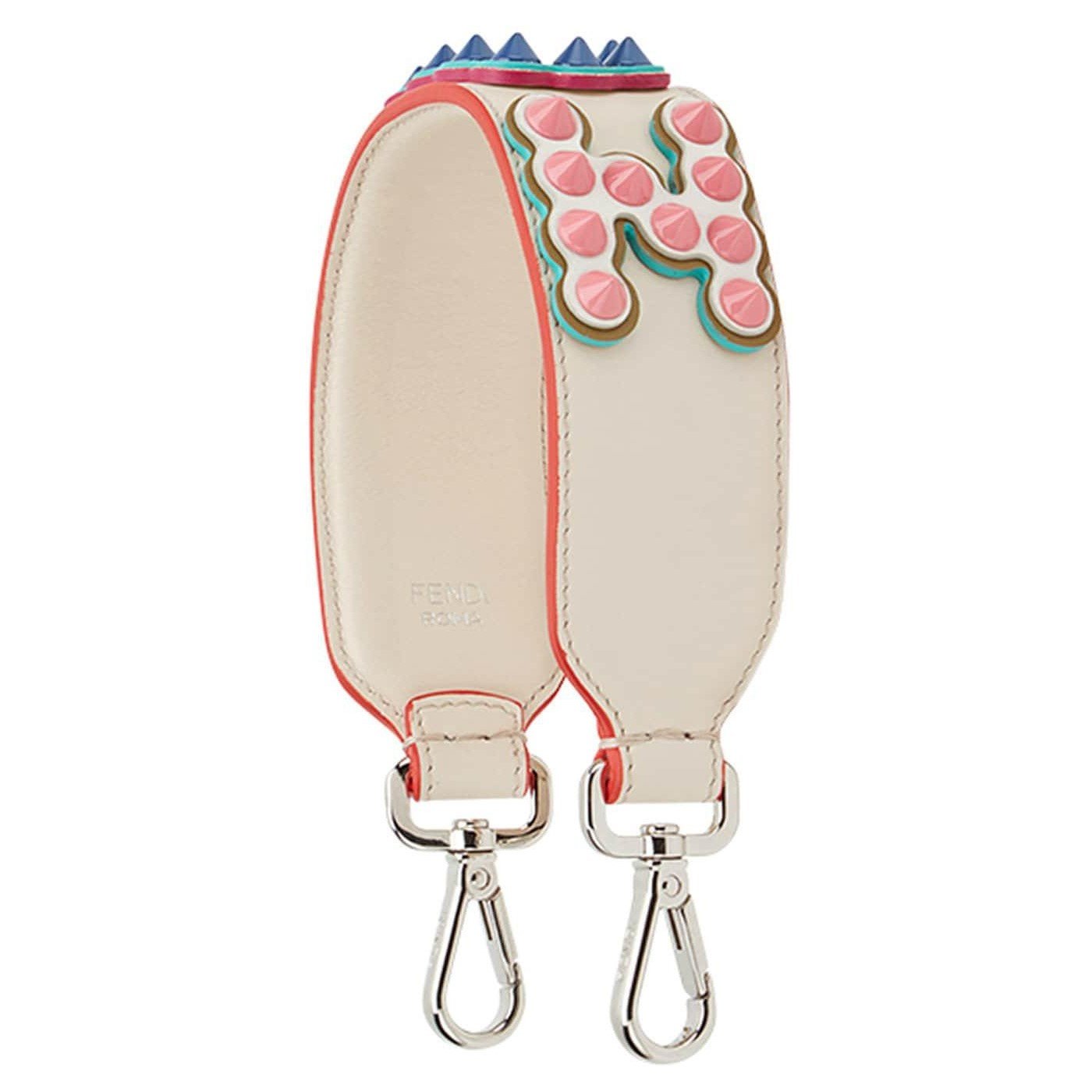 Fendi Camelia Beige Multicolor Studded "FUN" Mini Leather Shoulder Strap 8AV105 at_Queen_Bee_of_Beverly_Hills