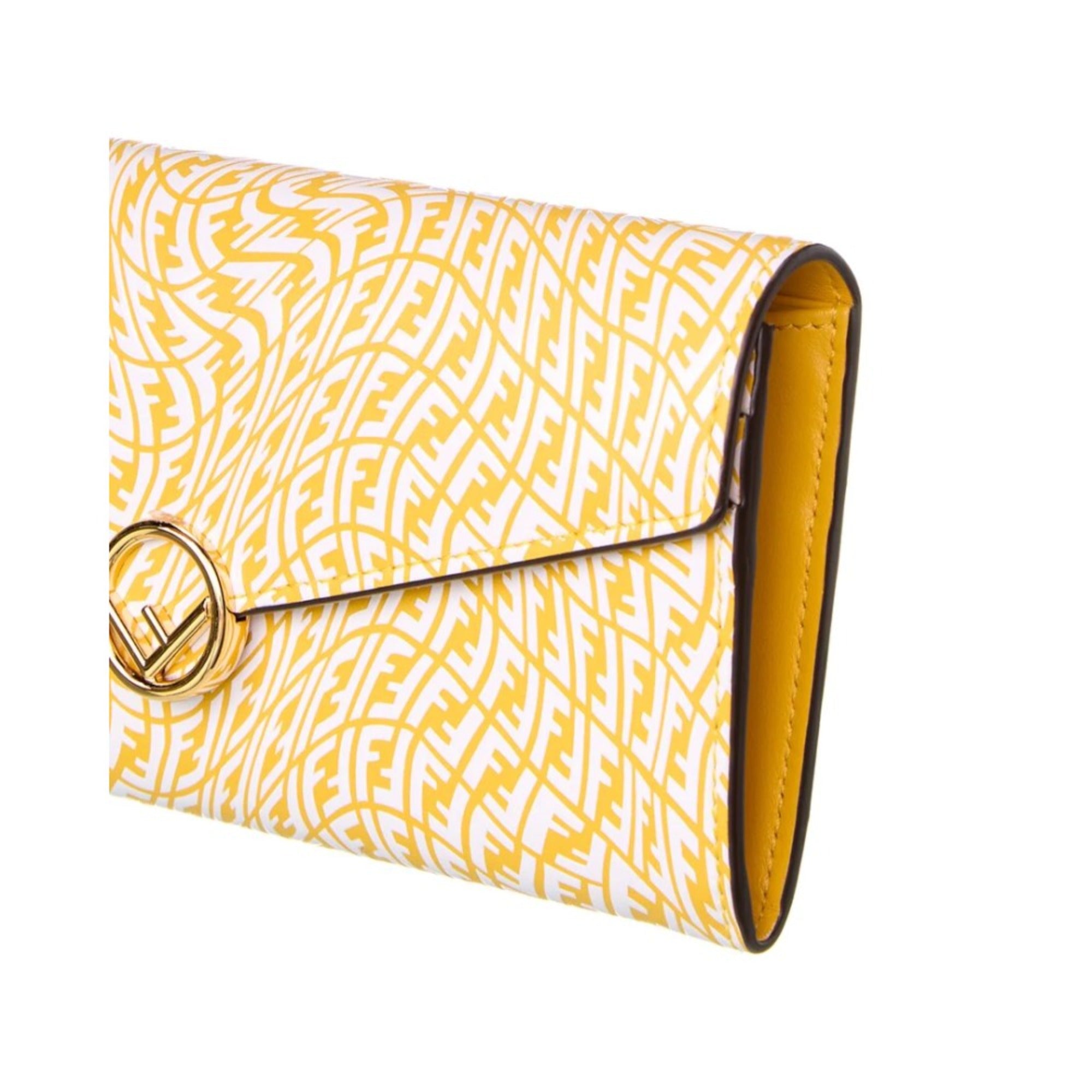Fendi F is Fendi Yellow Leather Vertigo Print Long Wallet 8M0251 at_Queen_Bee_of_Beverly_Hills