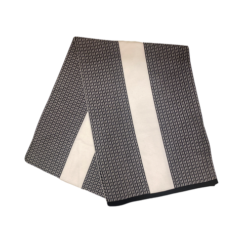 Fendi FF Print Nero and Bianco Knitted Wool Scarf FXQ056 at_Queen_Bee_of_Beverly_Hills