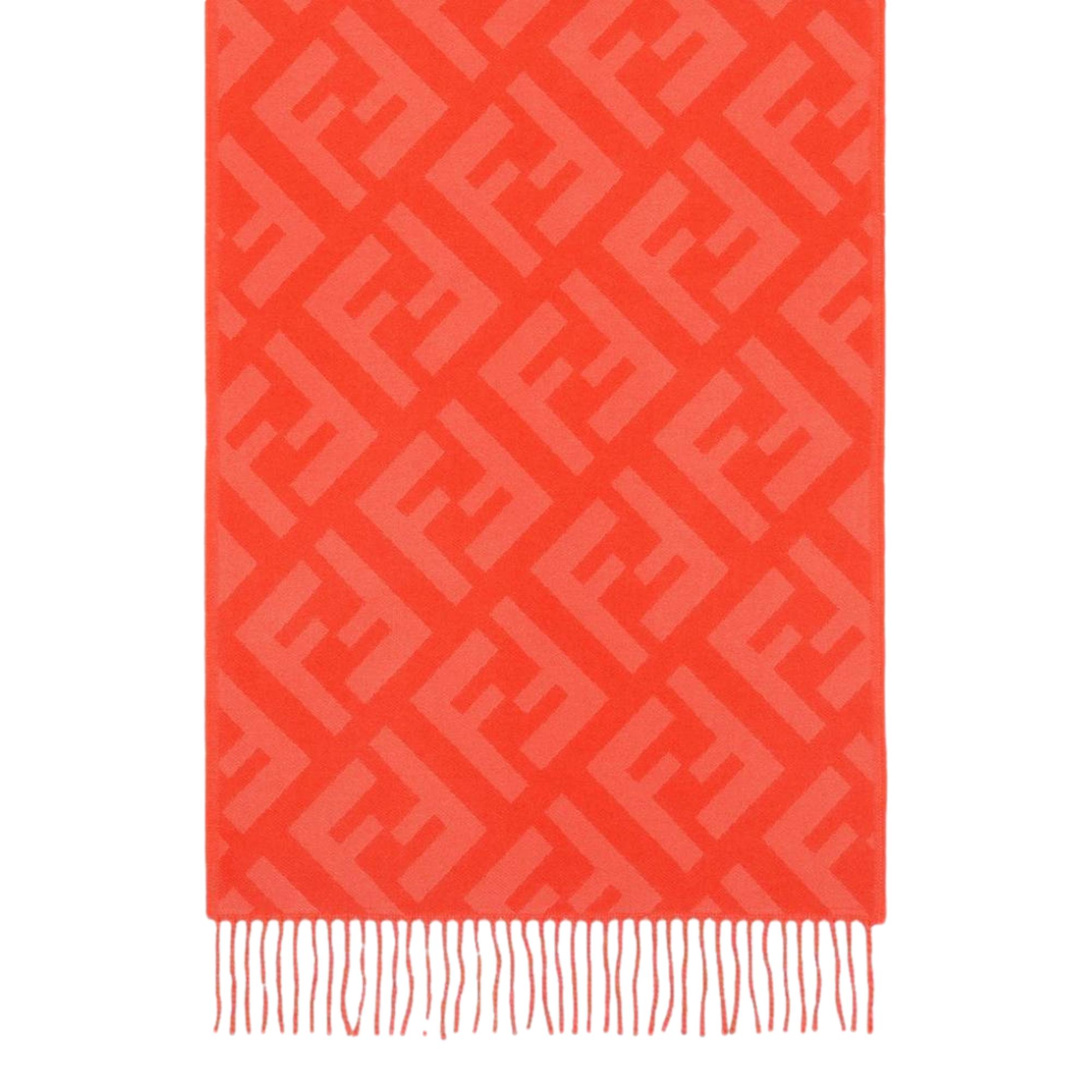 Fendi FF Print Tulip Woven Cashmere Fringe Scarf FXST260 at_Queen_Bee_of_Beverly_Hills