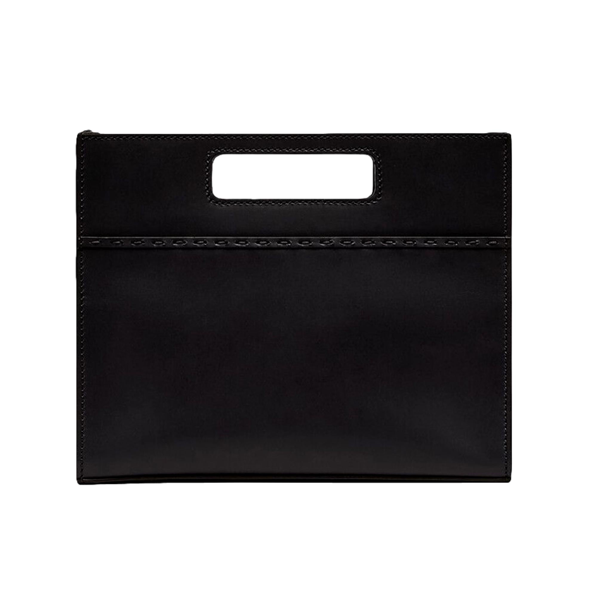 Fendi Logo 2-Way Smooth Black Leather Small Tote Bag 7VA547 at_Queen_Bee_of_Beverly_Hills