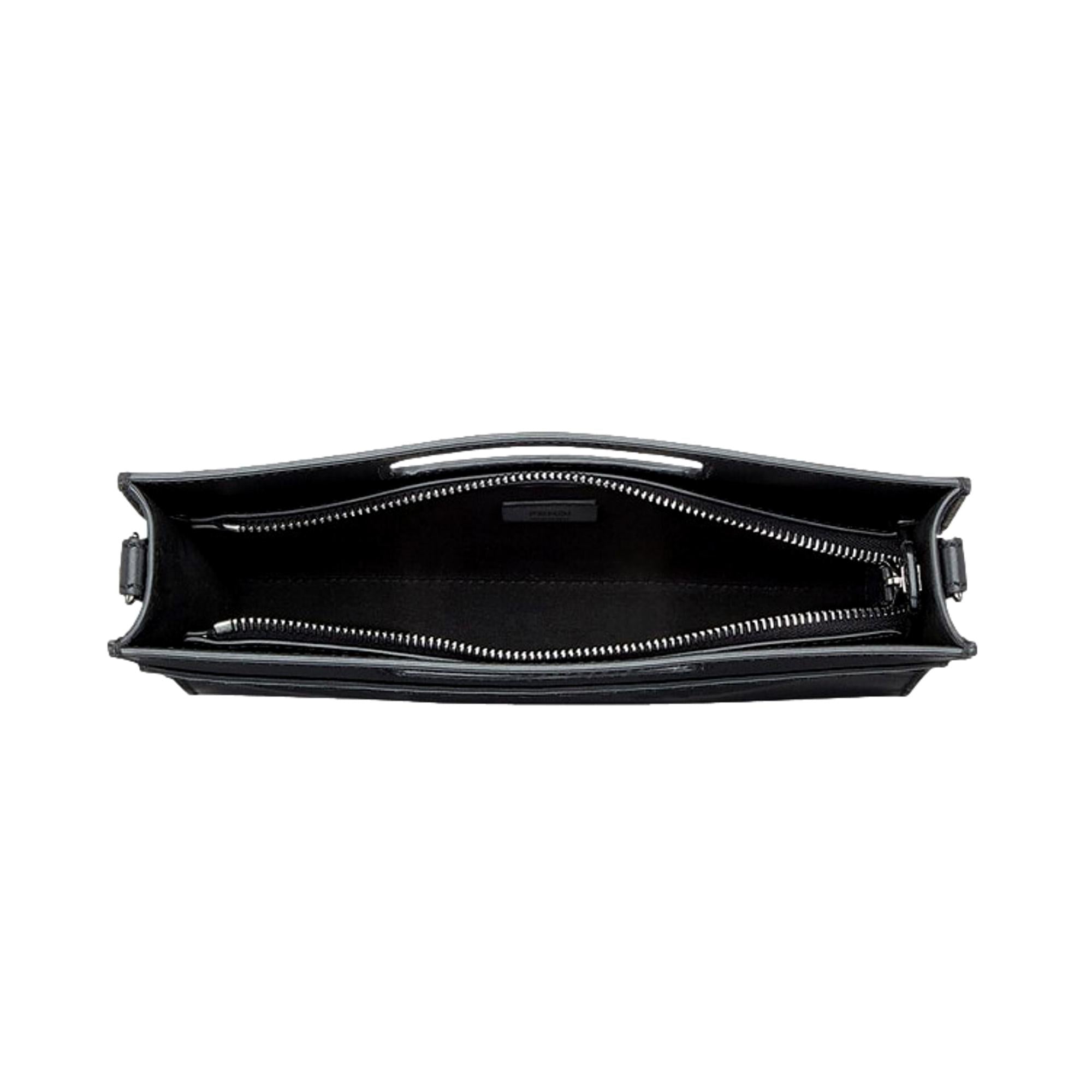 Fendi Logo 2-Way Smooth Black Leather Small Tote Bag 7VA547 at_Queen_Bee_of_Beverly_Hills