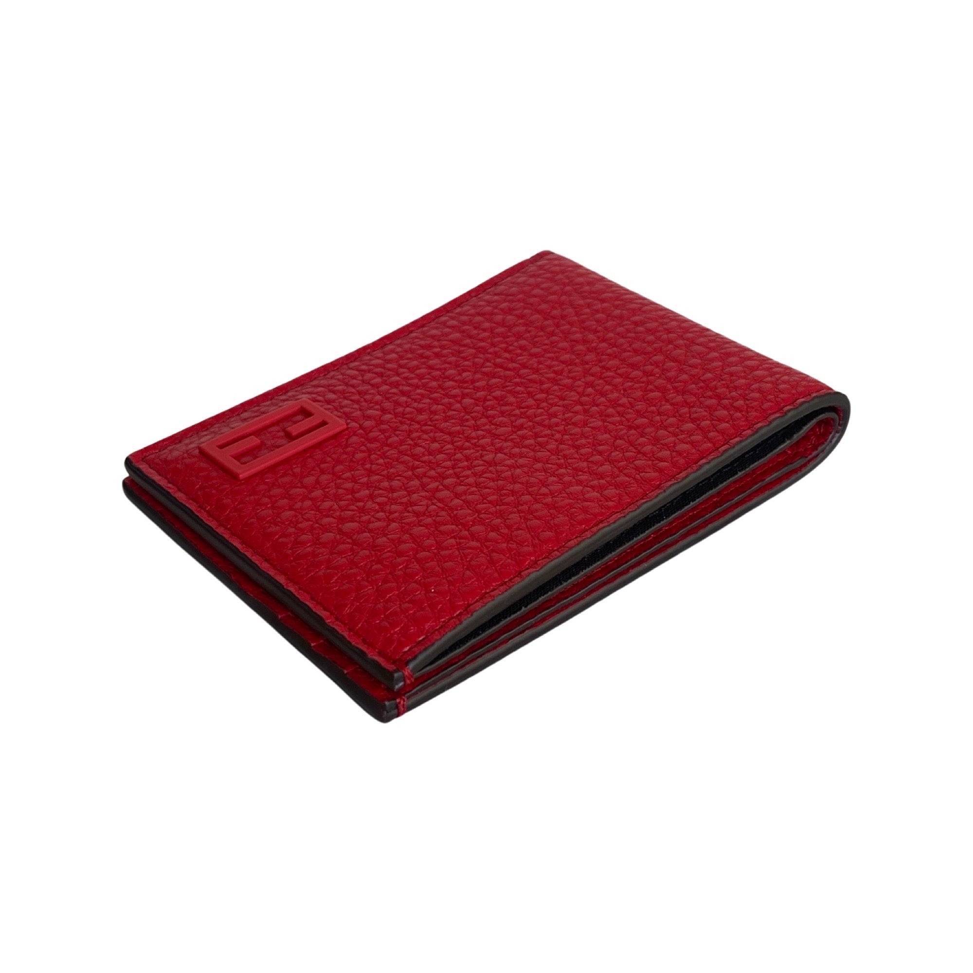 Fendi Red Grained Leather FF Logo Bifold Wallet 7M0303 at_Queen_Bee_of_Beverly_Hills