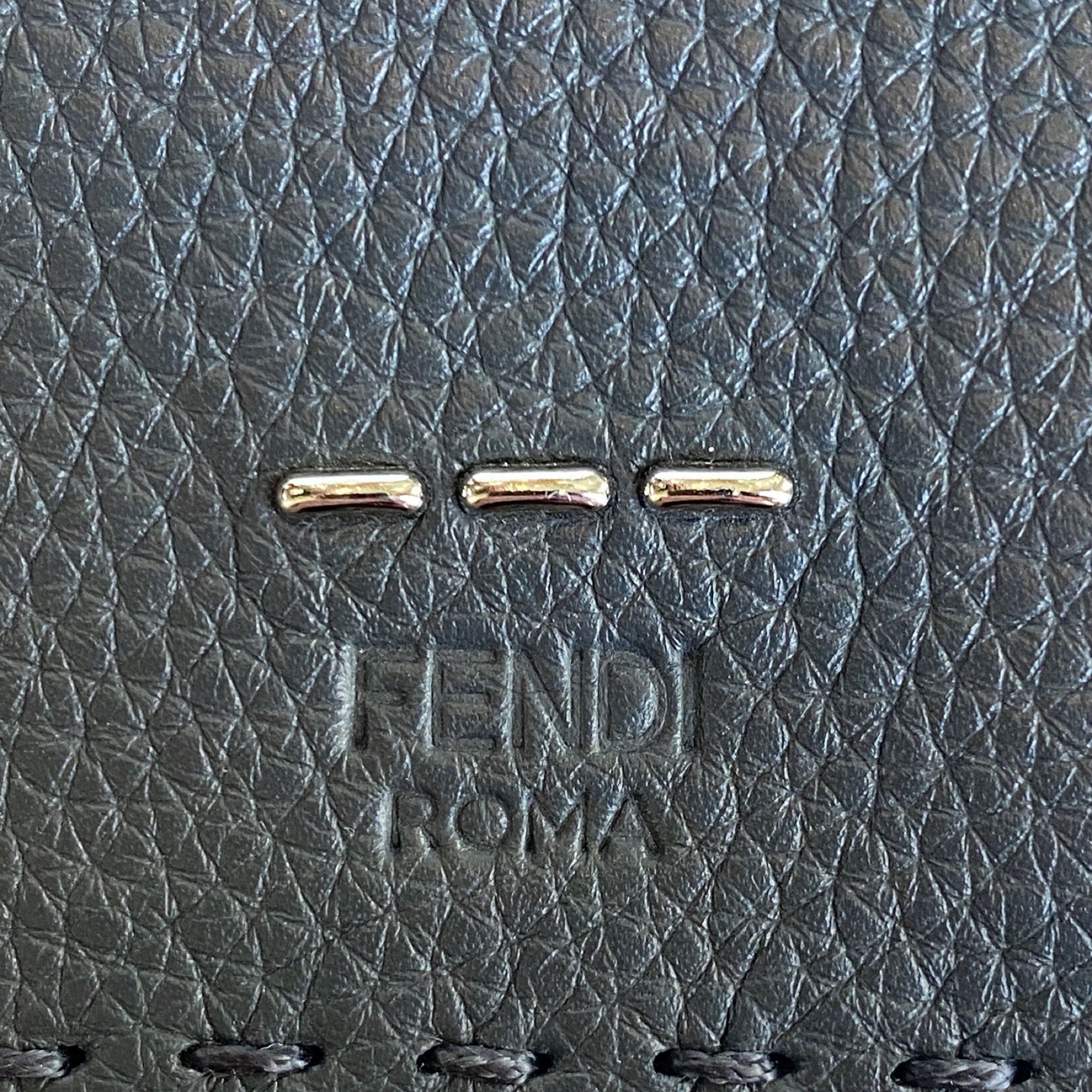 Fendi Selleria Gray Calf Leather Vertical Bifold Wallet 7M0262 at_Queen_Bee_of_Beverly_Hills