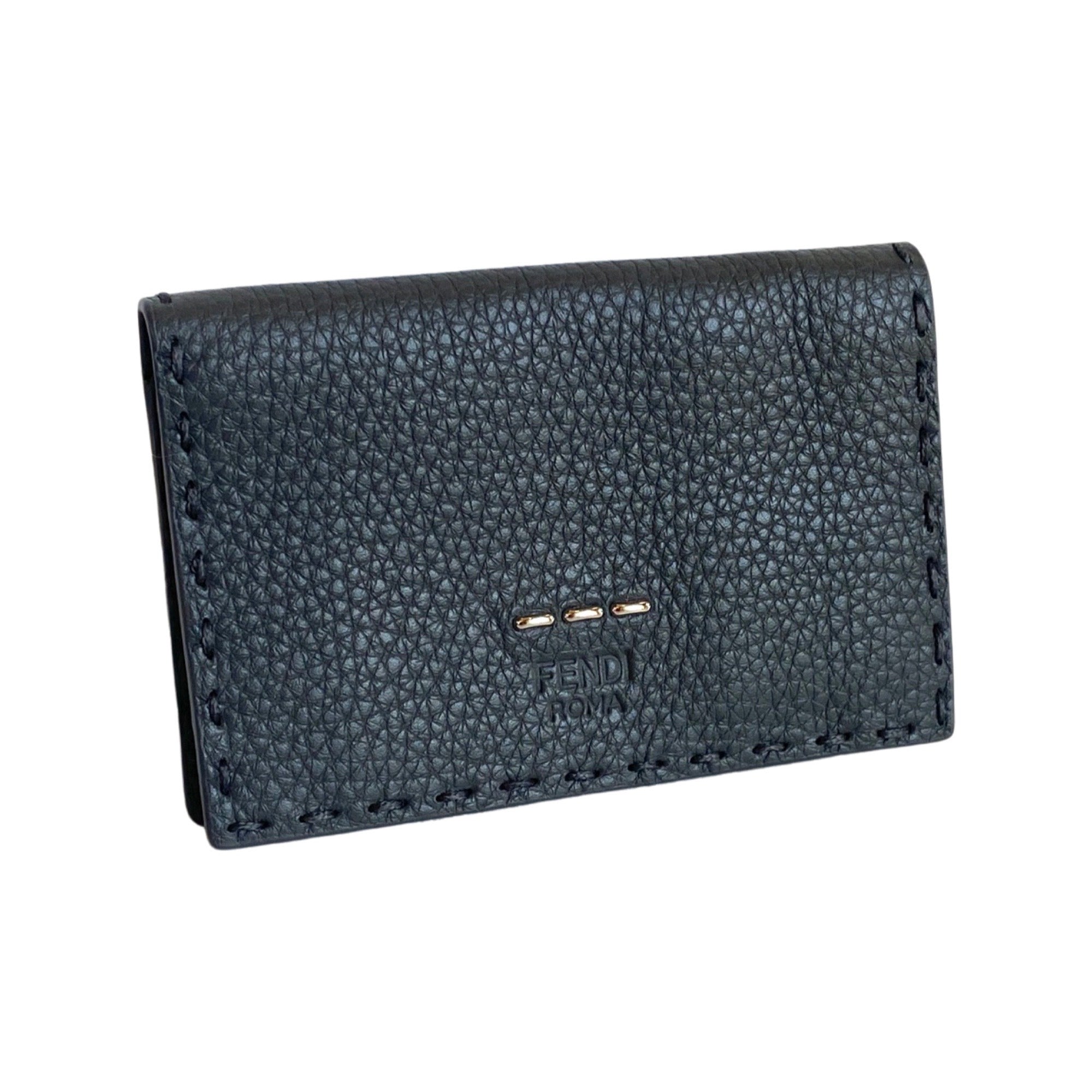 Fendi Selleria Gray Calf Leather Vertical Bifold Wallet 7M0262 at_Queen_Bee_of_Beverly_Hills