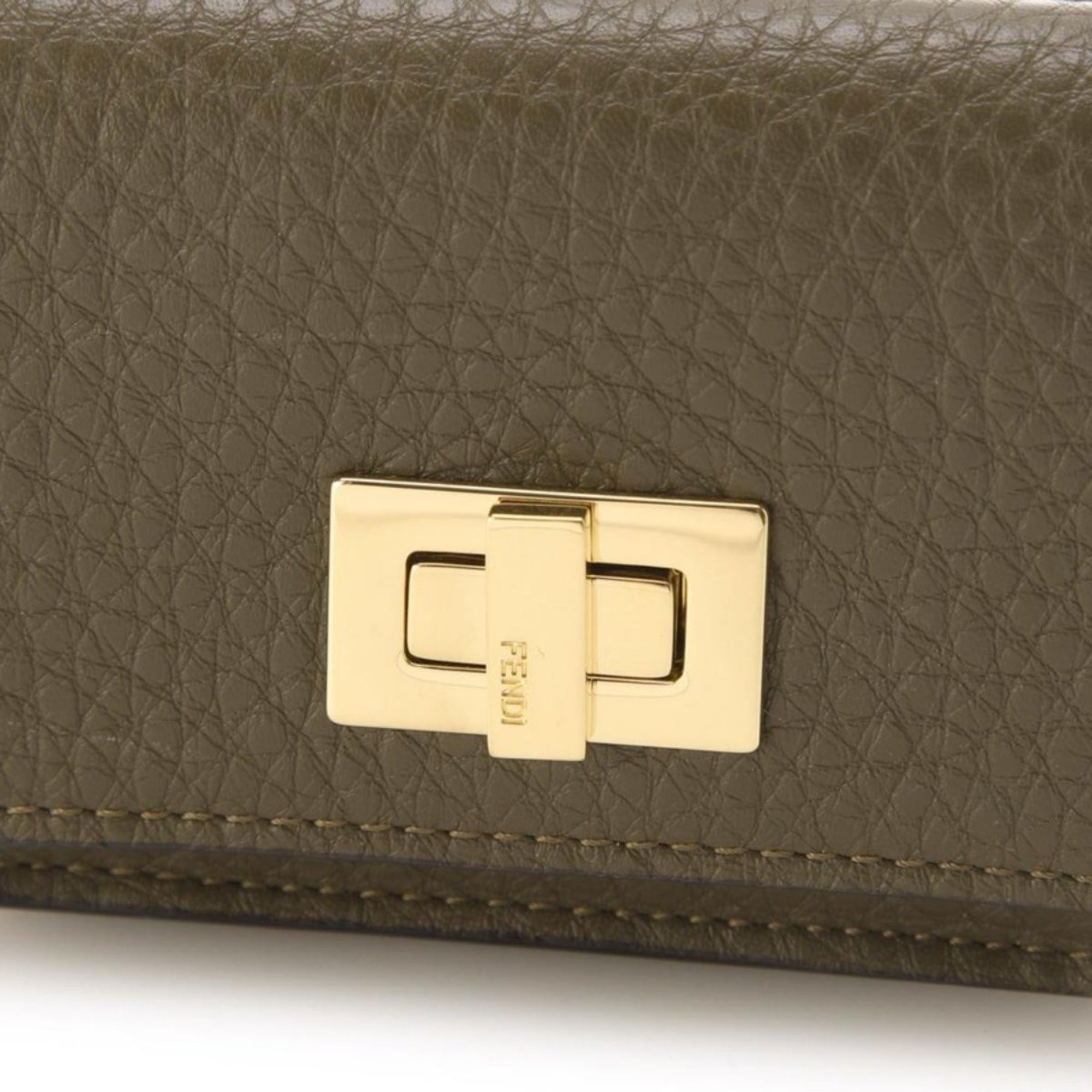 Fendi Selleria Leather Avocado Green Micro Trifold Wallet 8M0426 at_Queen_Bee_of_Beverly_Hills