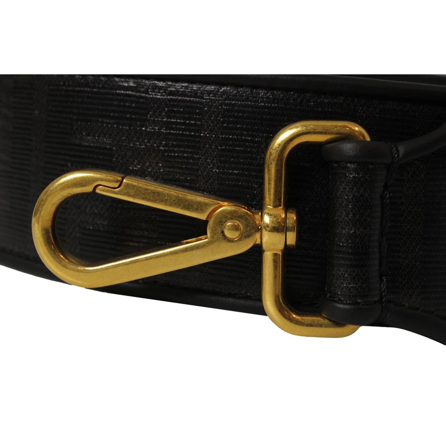 Fendi Strap You Black Glazed Fabric FF Shoulder Strap 8AV079 at_Queen_Bee_of_Beverly_Hills