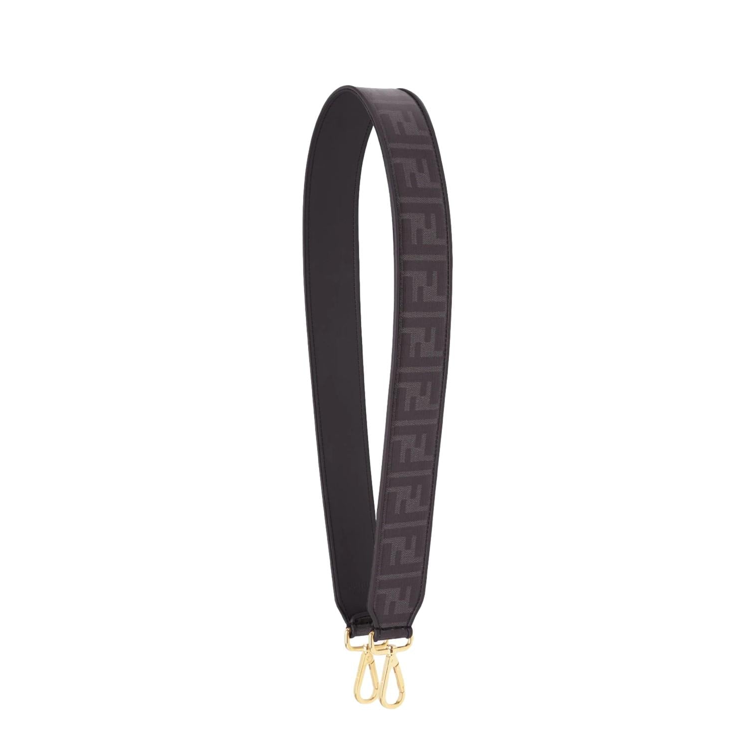 Fendi Strap You Black Glazed Fabric FF Shoulder Strap 8AV079 at_Queen_Bee_of_Beverly_Hills