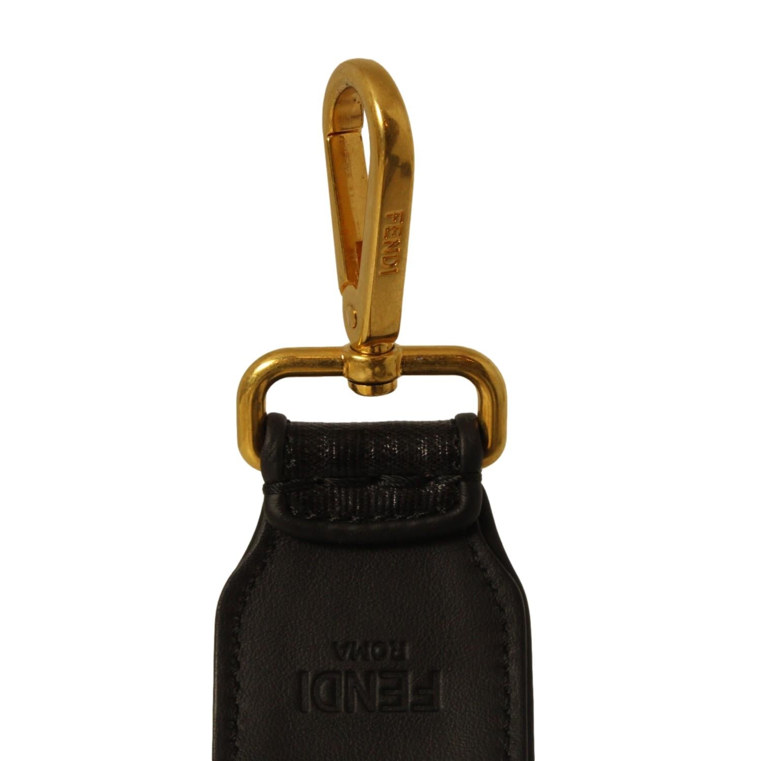 Fendi Strap You Black Glazed Fabric FF Shoulder Strap 8AV079 at_Queen_Bee_of_Beverly_Hills
