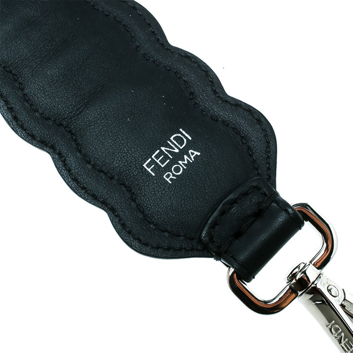 Fendi Strap You Black Pearl Leather Snakeskin Trim Sequin Shoulder Strap 8AV077 at_Queen_Bee_of_Beverly_Hills