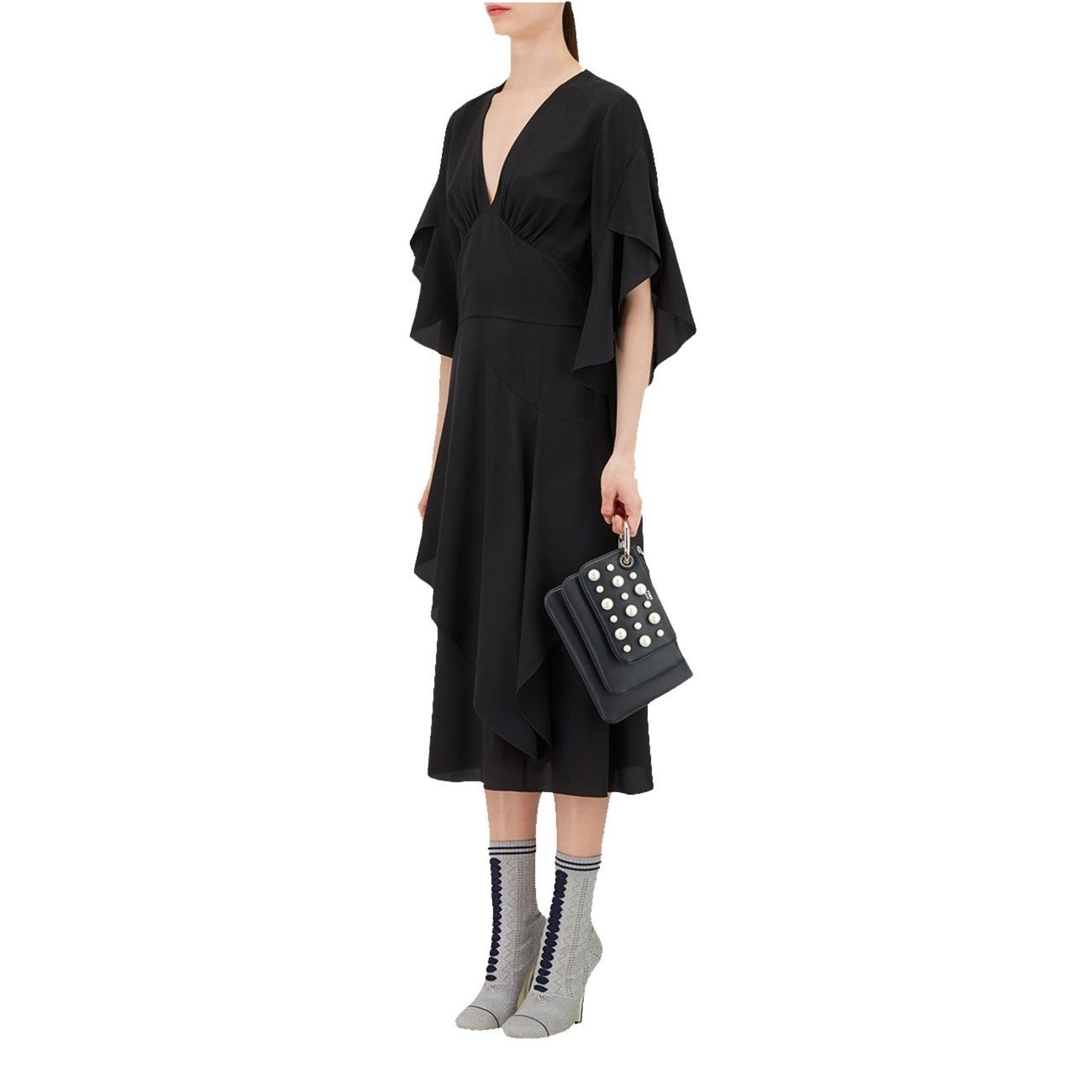 Fendi Women's Black Leather Pearl Studded Triplette Multi Clutch Handbag at_Queen_Bee_of_Beverly_Hills