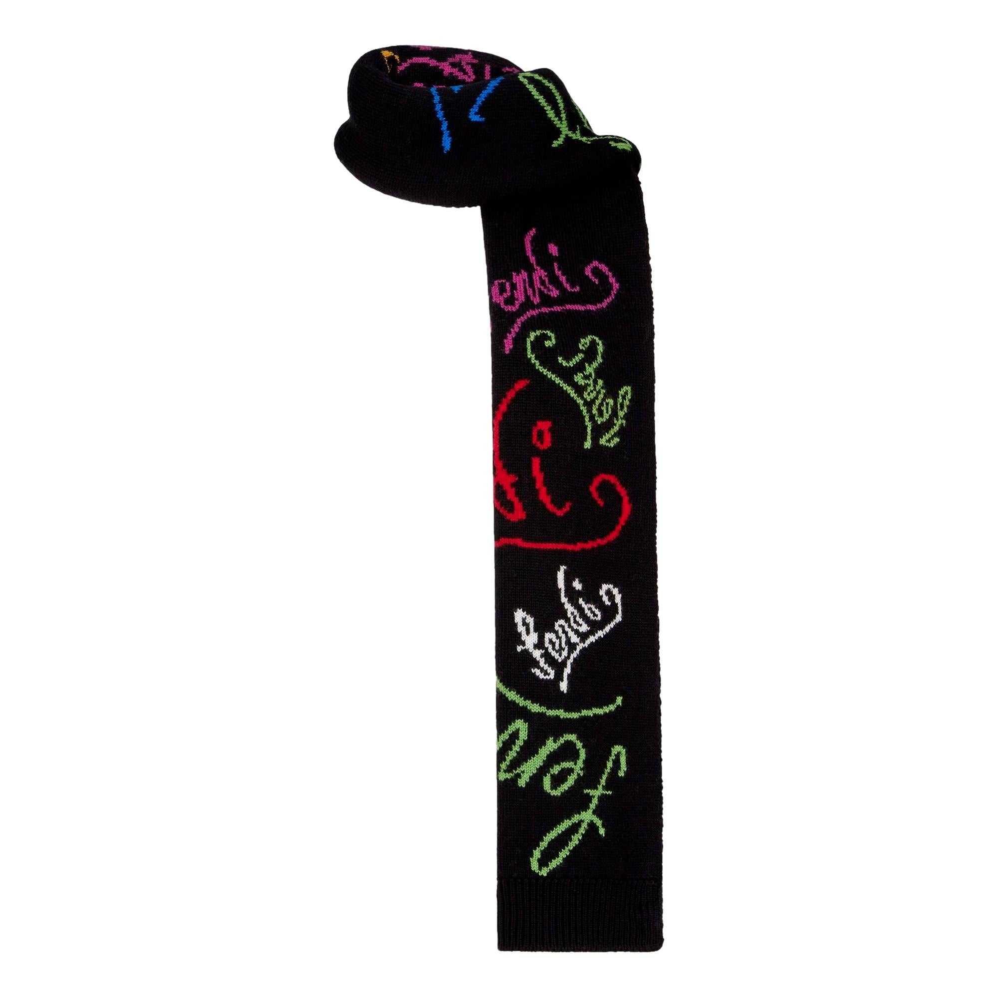 Fendi x Noel Felding Motif Nero Woven Wool Scarf FXS124 at_Queen_Bee_of_Beverly_Hills