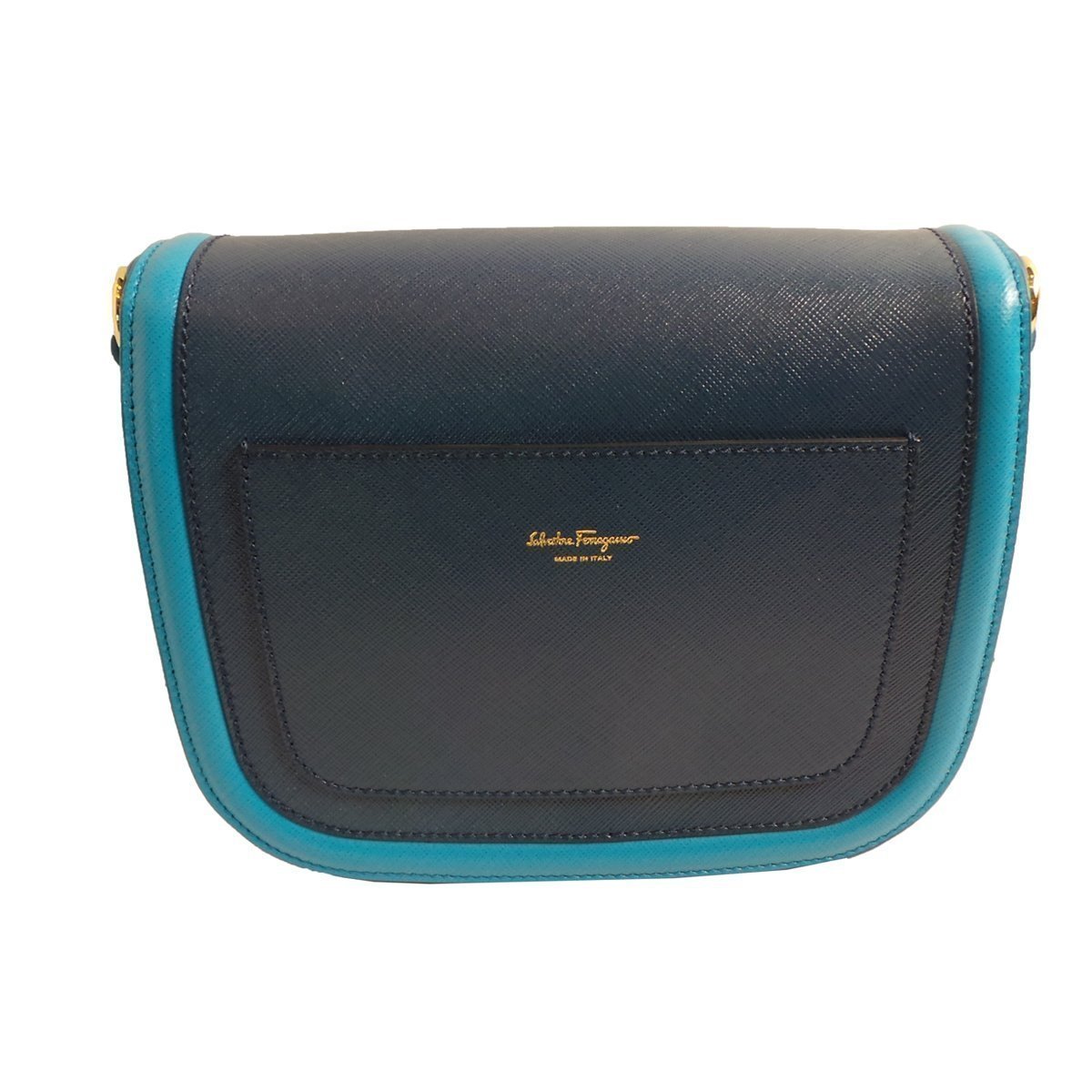 Ferragamo Women's Greta Polynese Blue Pebble Calf Crossbody G203/01 at_Queen_Bee_of_Beverly_Hills