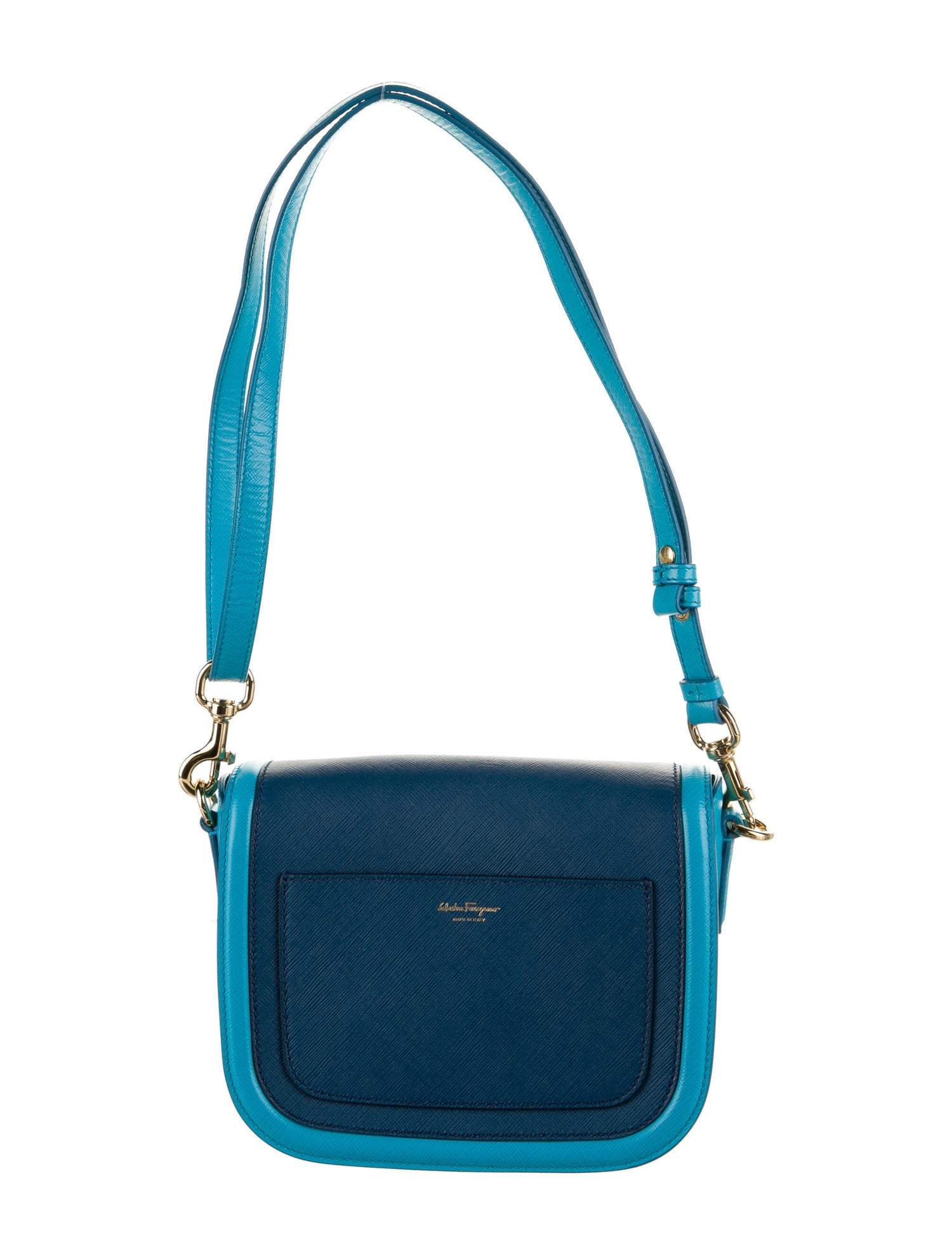 Ferragamo Women's Greta Polynese Blue Pebble Calf Crossbody G203/01 at_Queen_Bee_of_Beverly_Hills