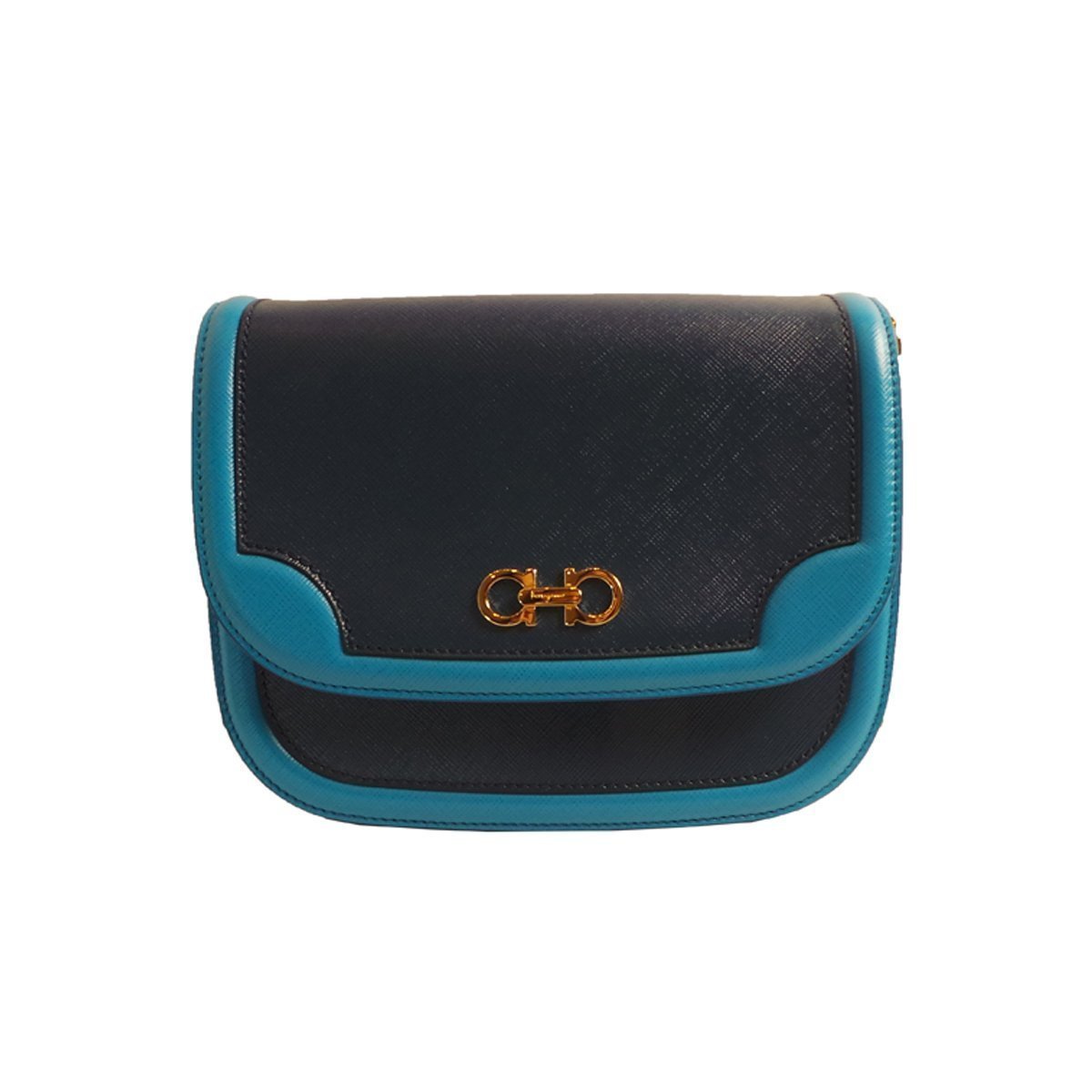 Ferragamo Women's Greta Polynese Blue Pebble Calf Crossbody G203/01 at_Queen_Bee_of_Beverly_Hills